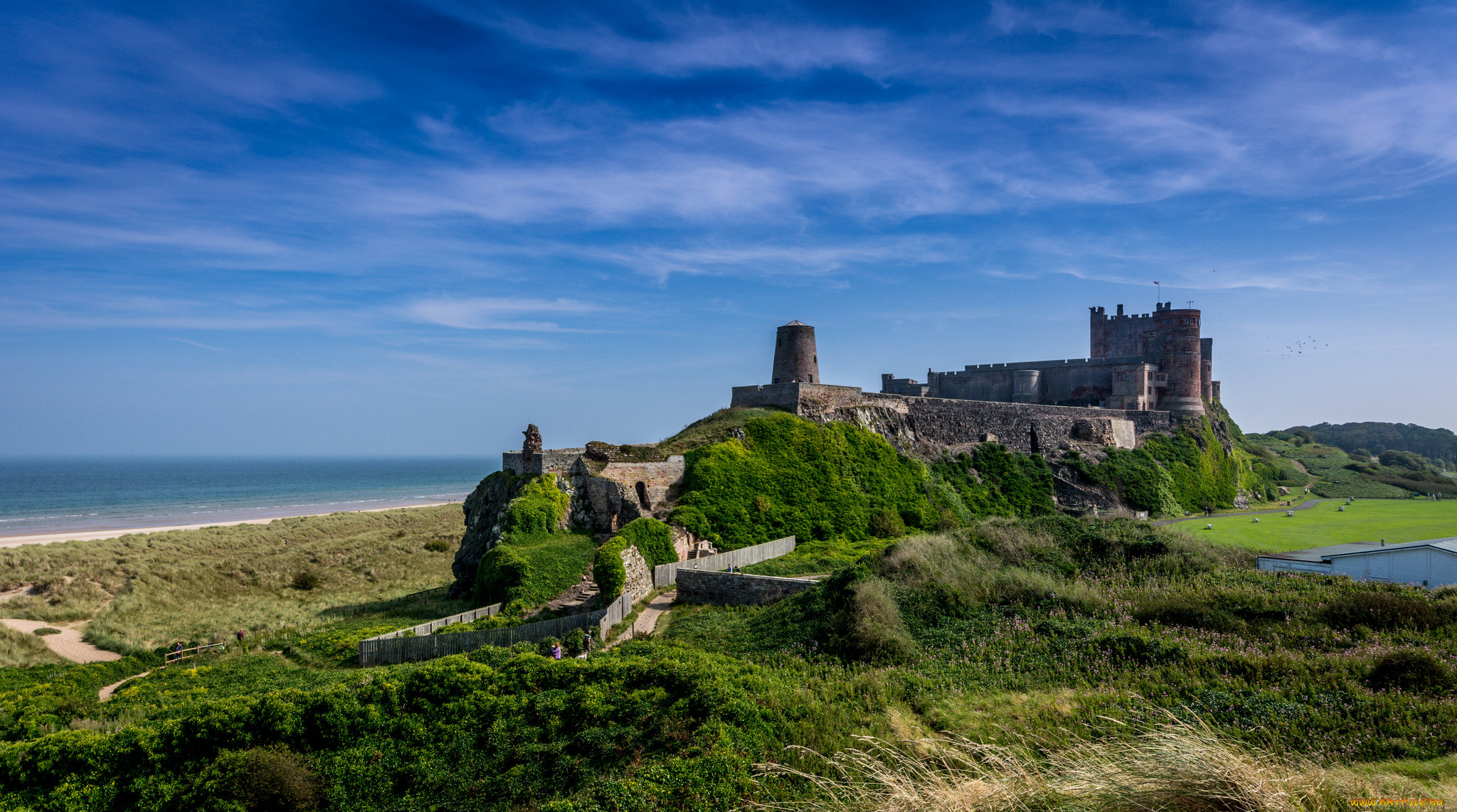 bamburgh, castle, города, замки, англии, замок, побережье