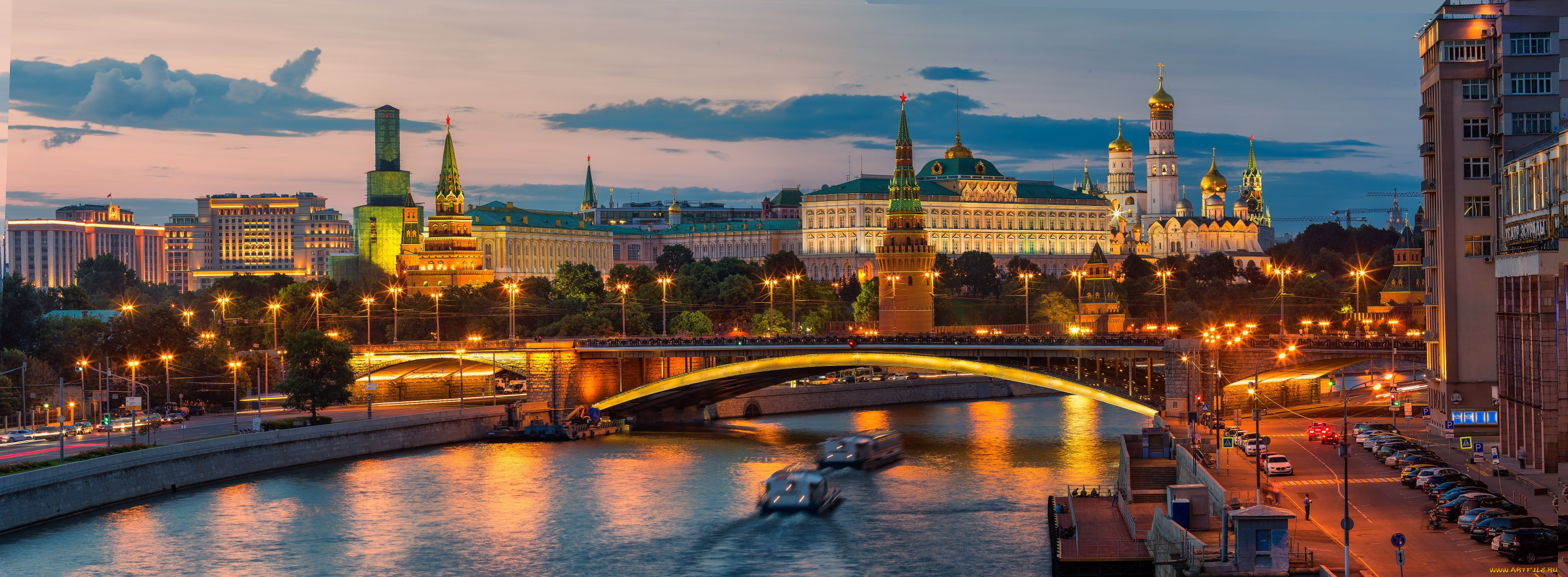 moscow, panorama, города, москва, , россия, здания, мост, река