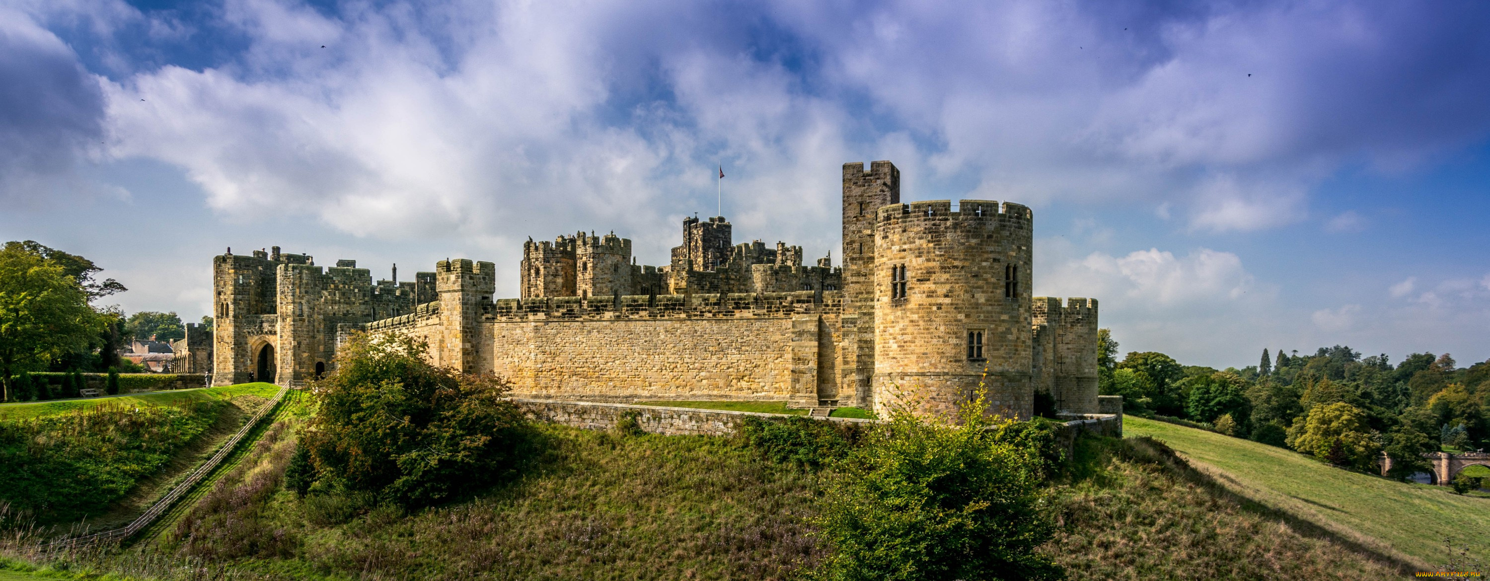 alnwick, castle, города, замки, англии, замок, холм