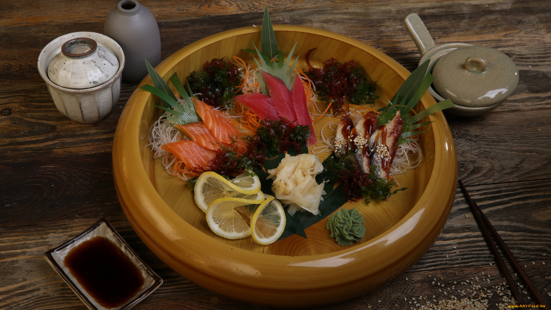 еда, рыба, , морепродукты, , суши, , роллы, зелень, морковь, фунчоза