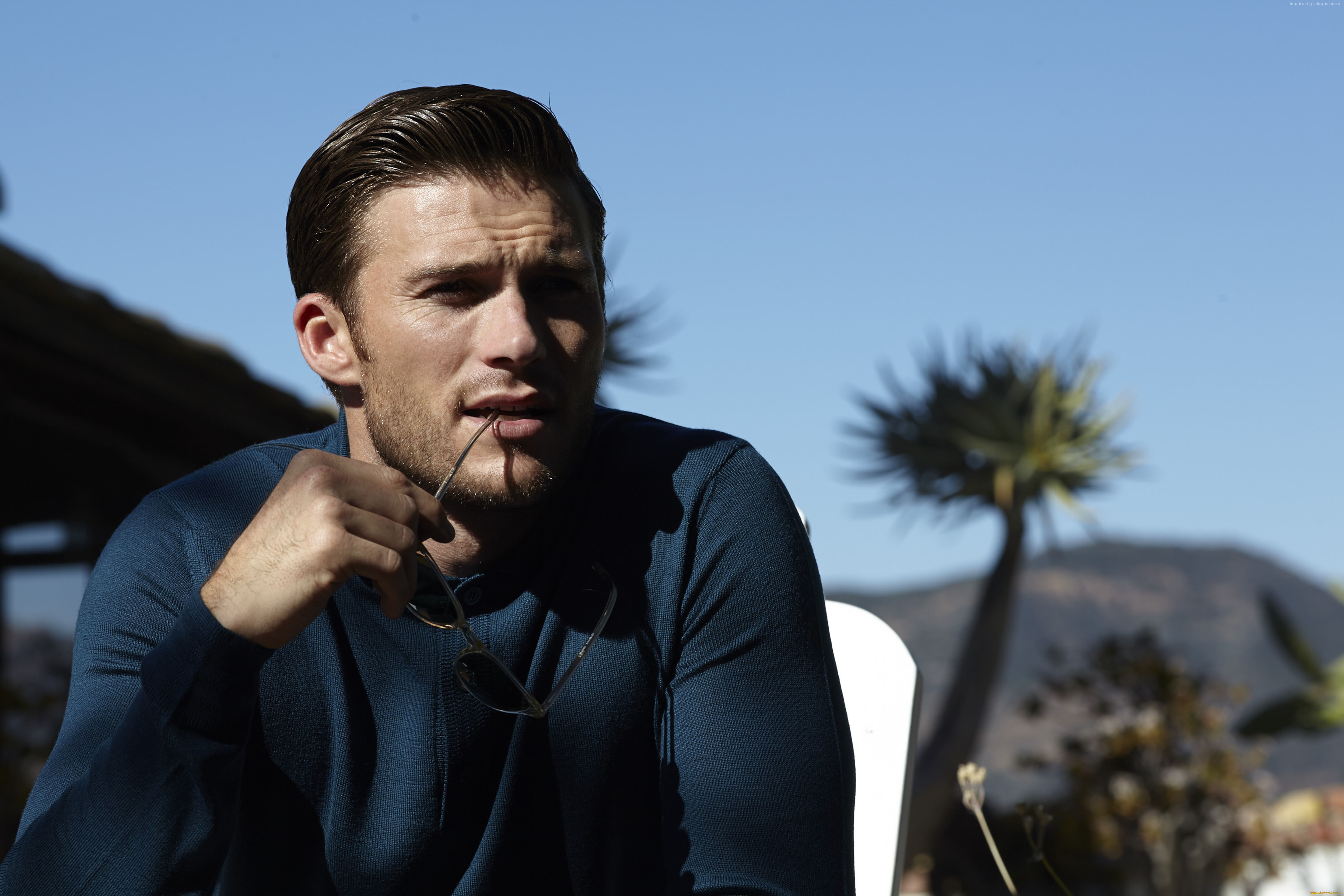 мужчины, scott, eastwood, щетина, очки, свитер, пальмы