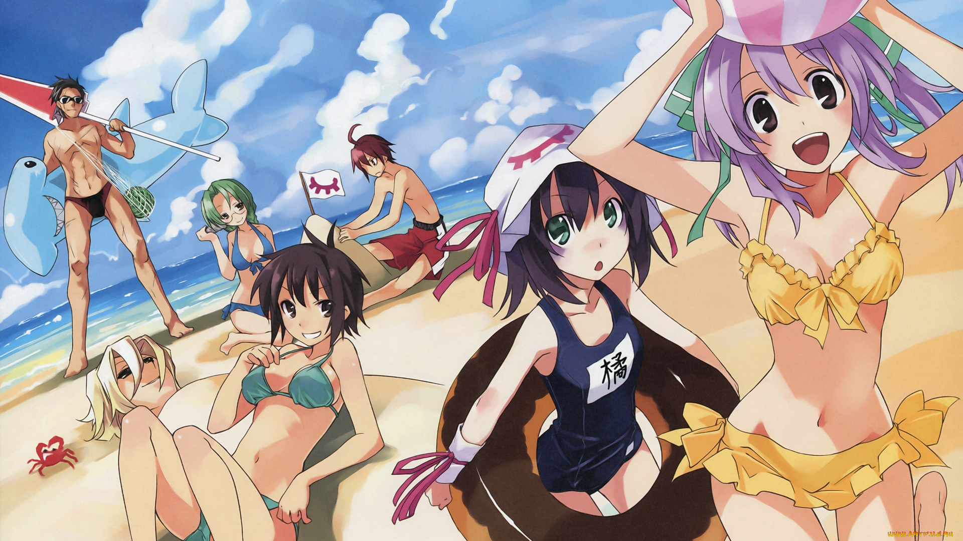 аниме, yumekui, merry, девушки, пляж