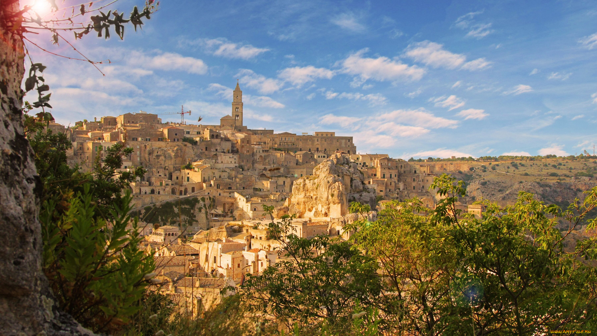 matera, italy, города, панорамы, матера, италия, здания, дома, деревья