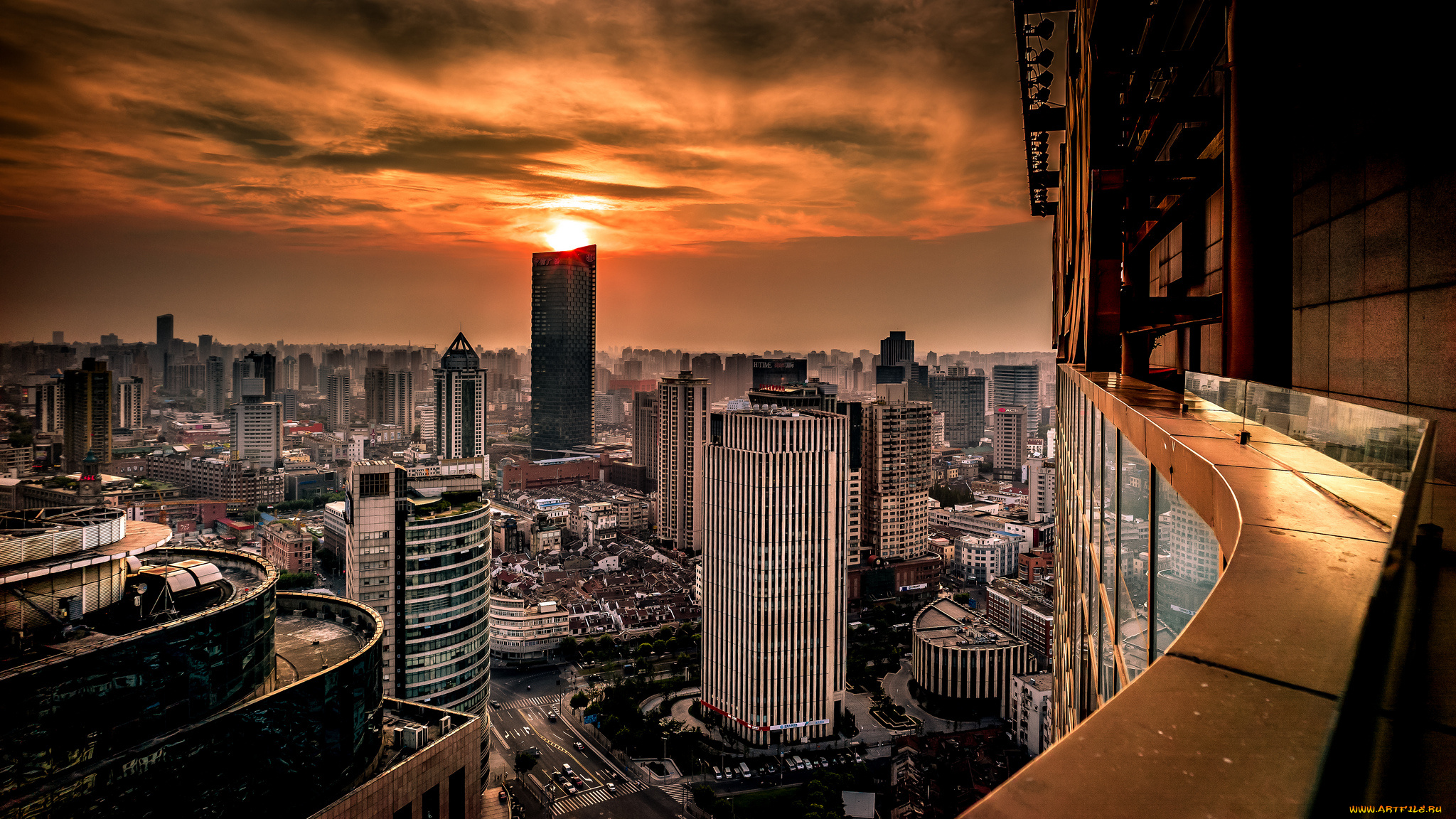 huangpu, shanghai, china, города, шанхай, китай, хуанпу, закат, здания, панорама