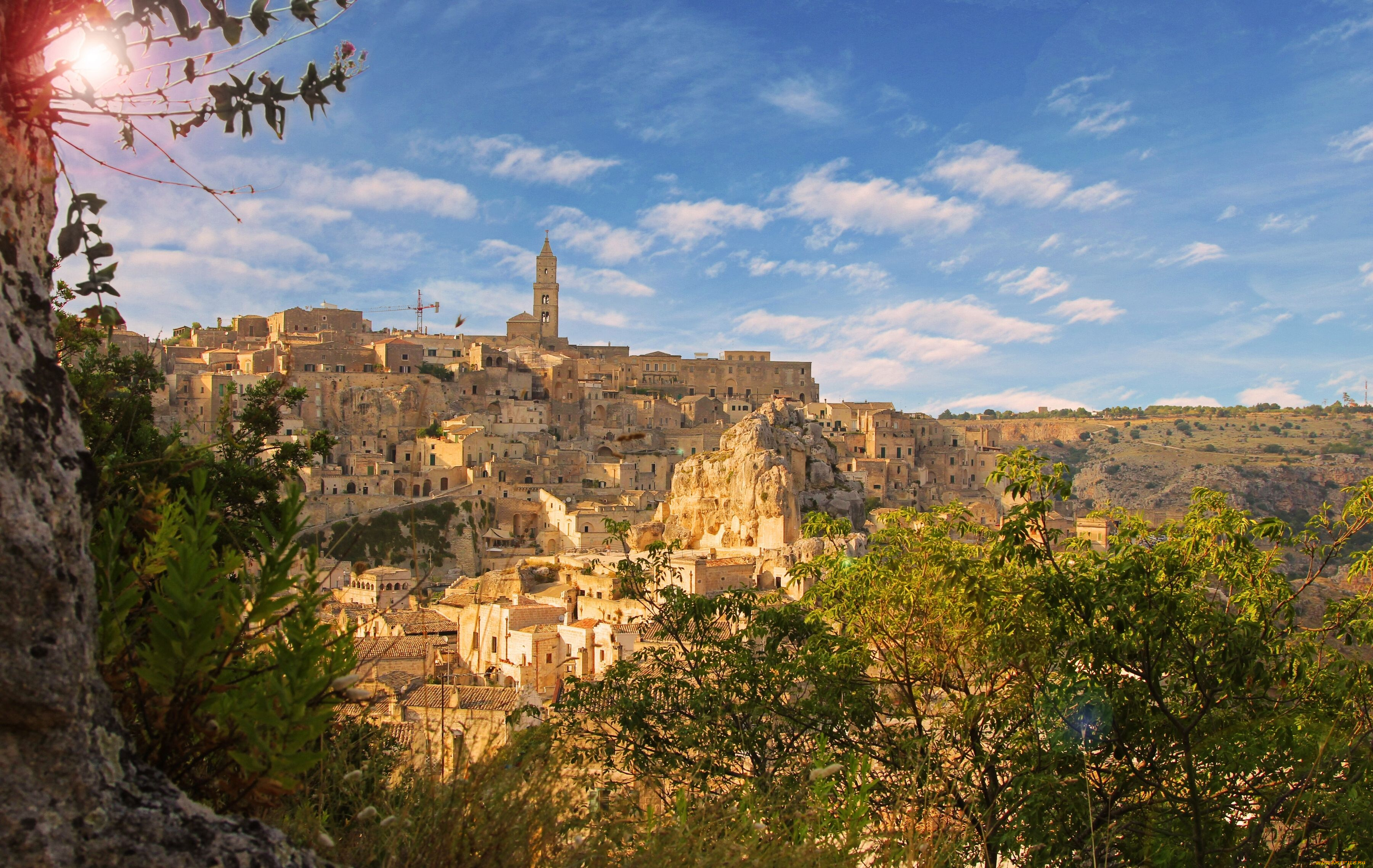 matera, italy, города, панорамы, матера, италия, здания, дома, деревья