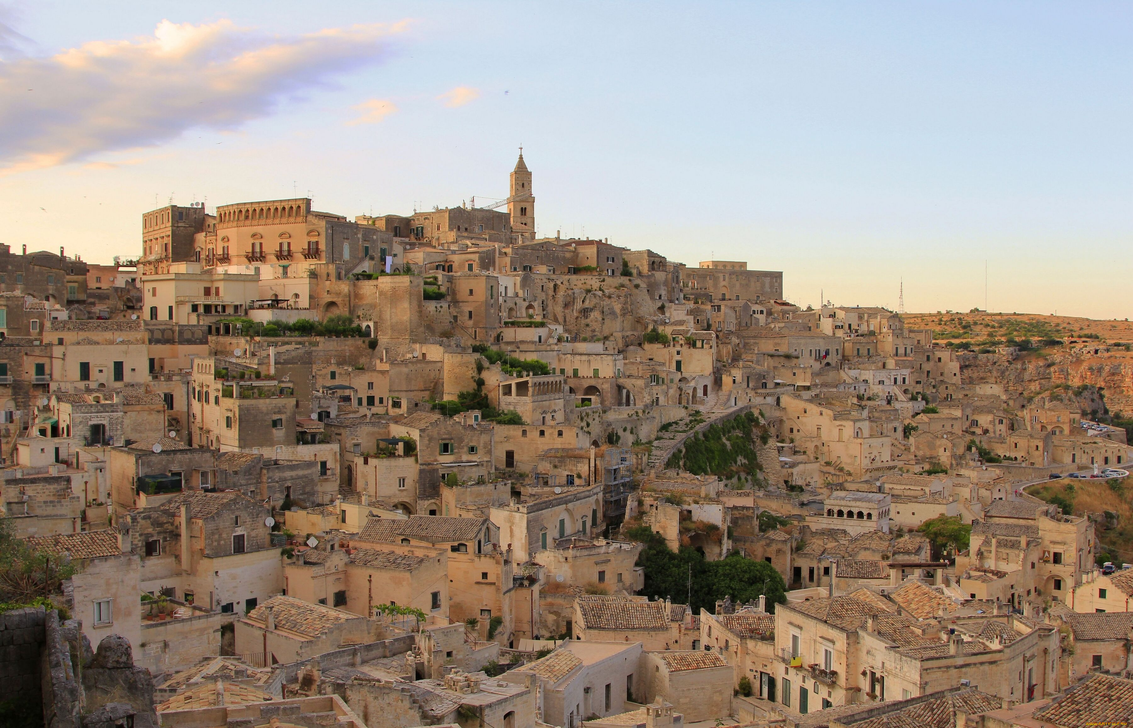 matera, italy, города, панорамы, матера, дома, здания, италия