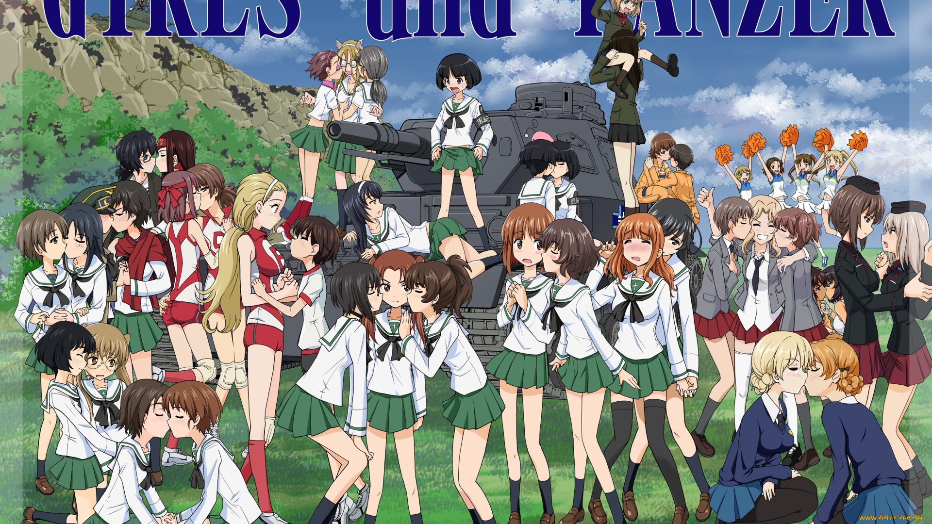 girls, and, tanks, аниме, girls, und, panzer, фон, взгляд, девушки