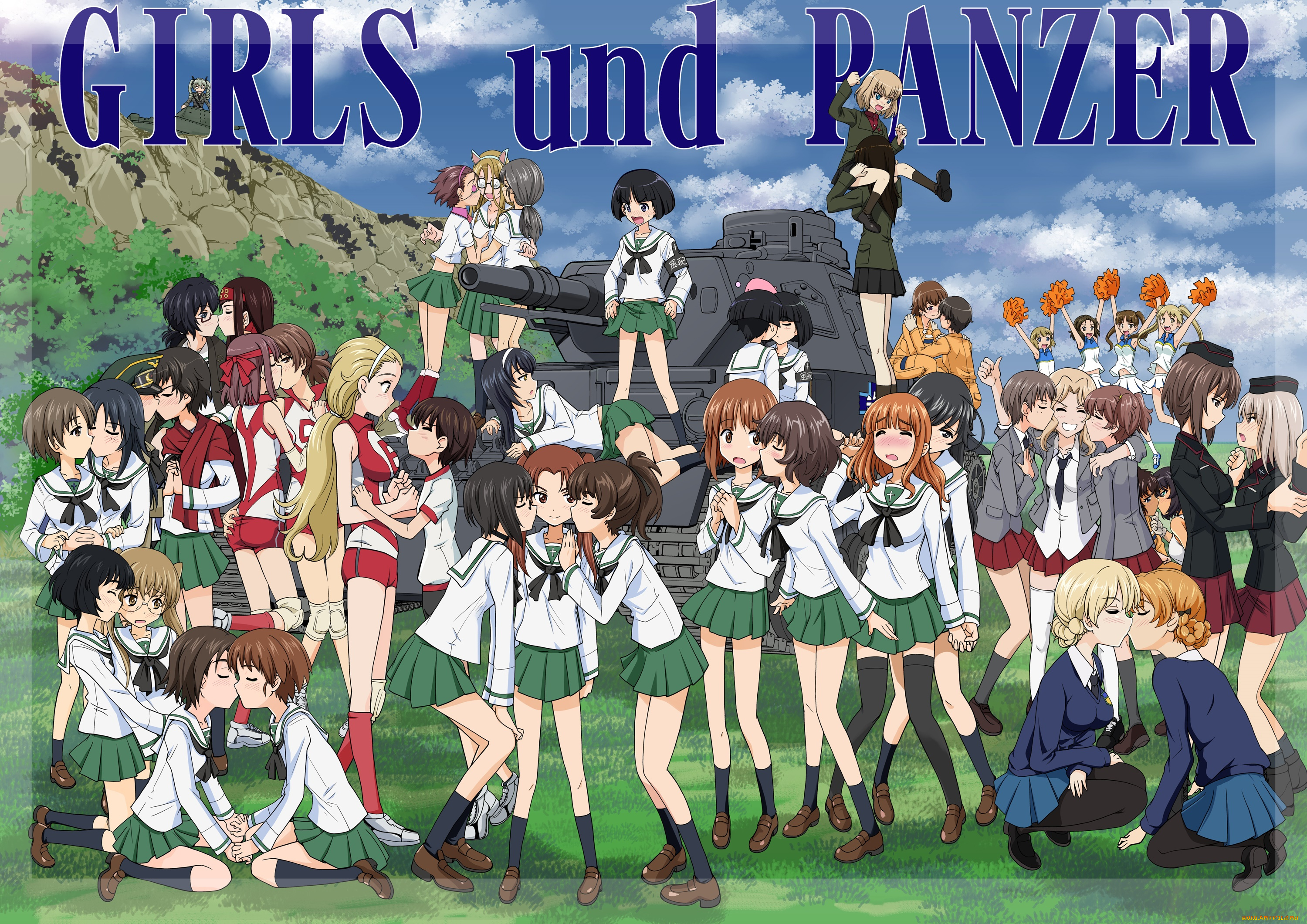 girls, and, tanks, аниме, girls, und, panzer, фон, взгляд, девушки