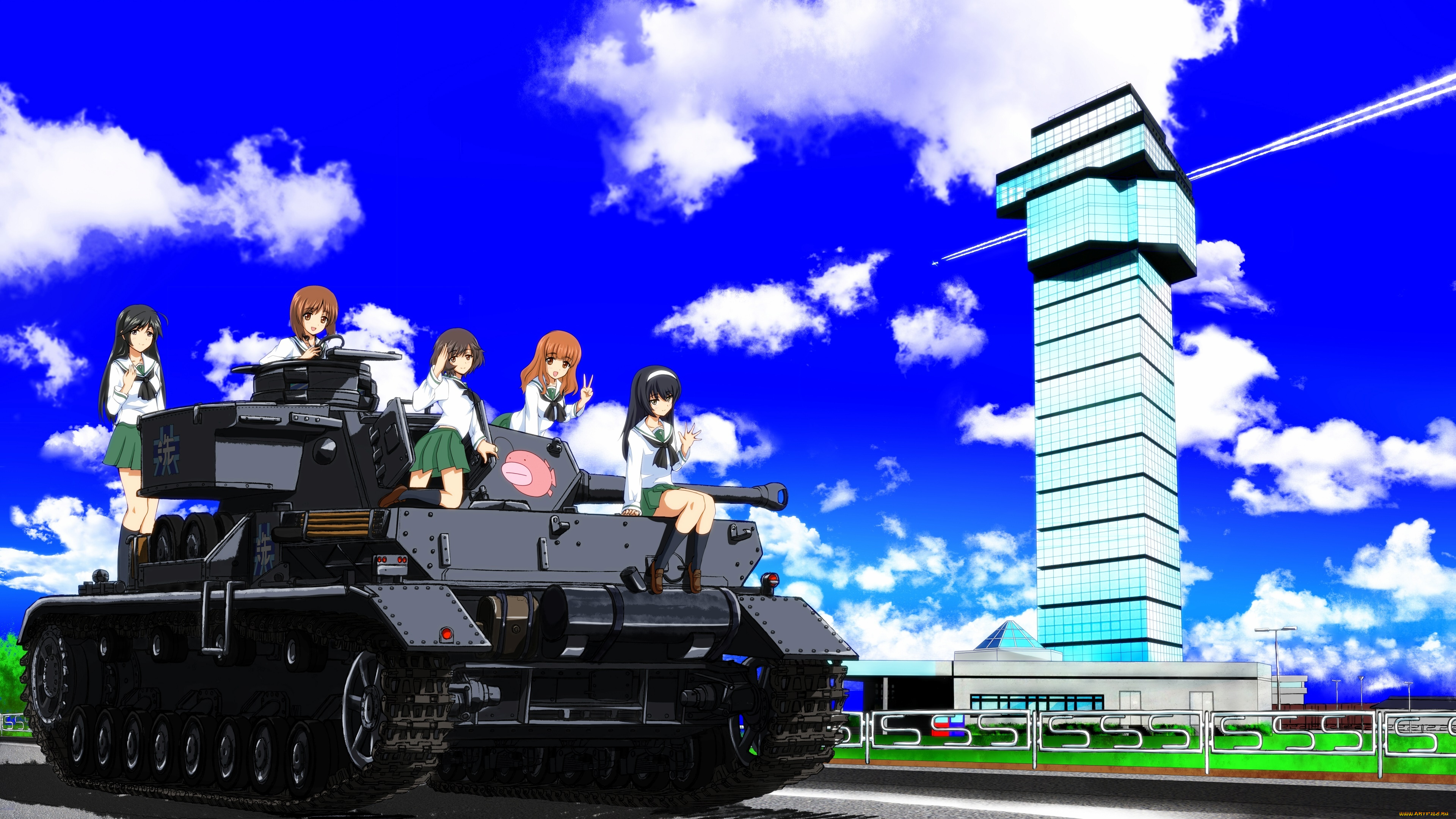 аниме, girls, und, panzer, фон, взгляд, девушки