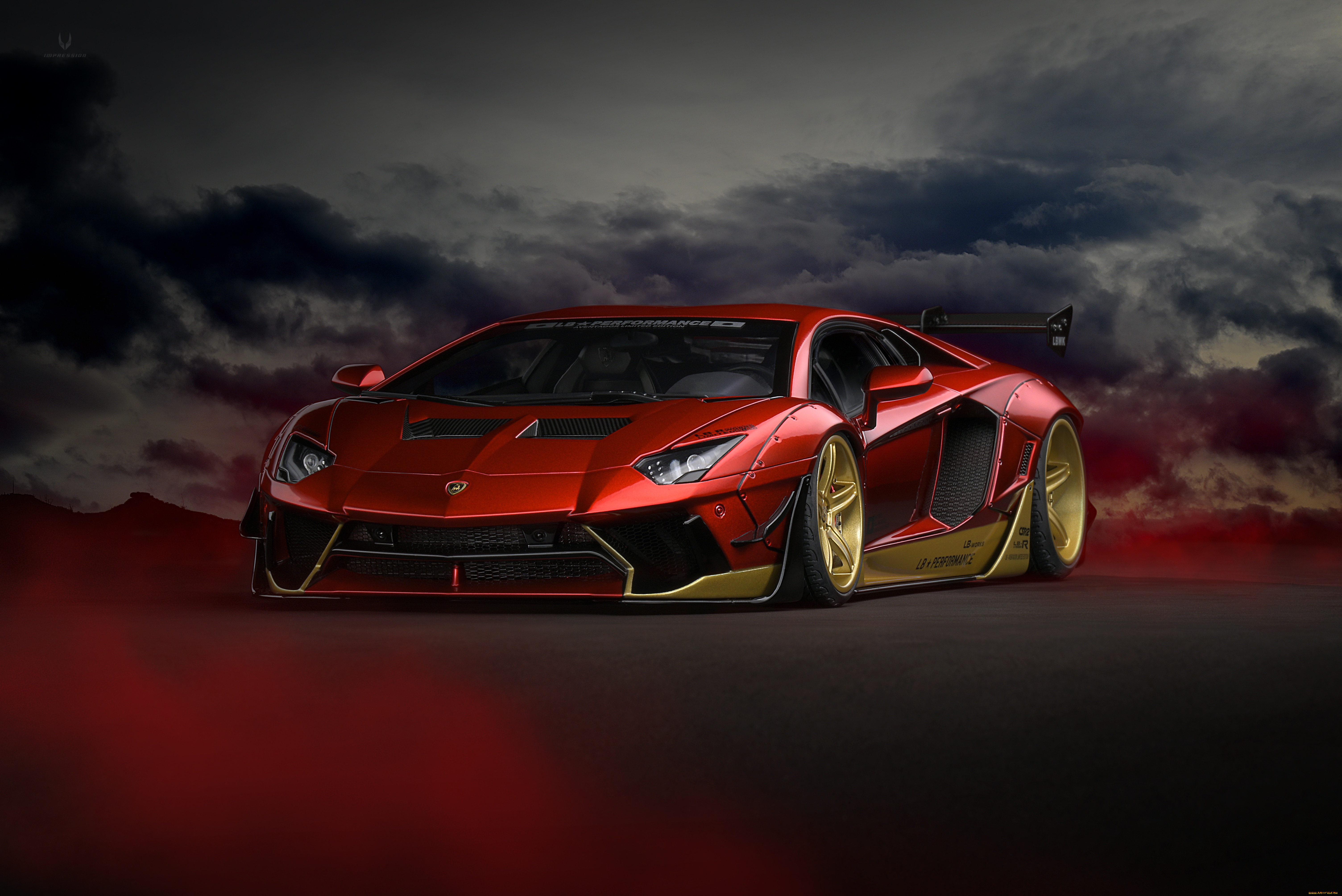 автомобили, lamborghini, red, gold, aventador, lp700, 4