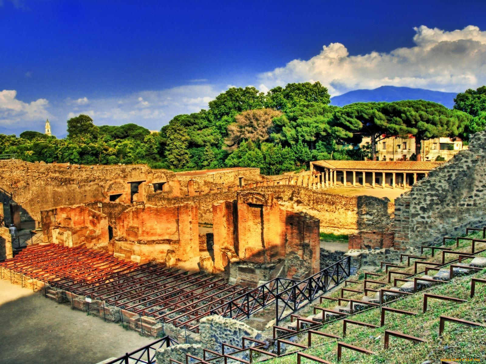 amphitheatre, in, pompeii, города, исторические, архитектурные, памятники