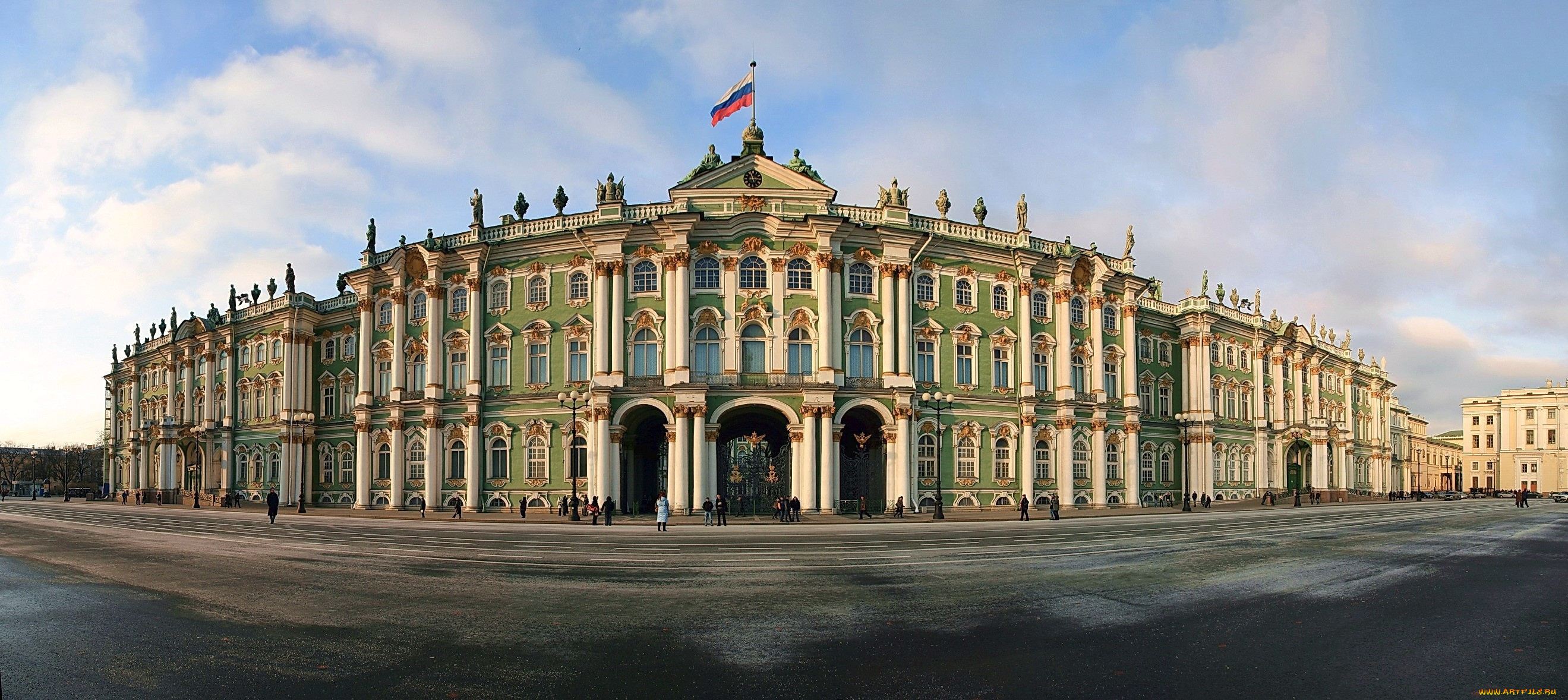 зимний, дворец, города, санкт, петербург, петергоф, россия, колонны, окна, большой, флаг