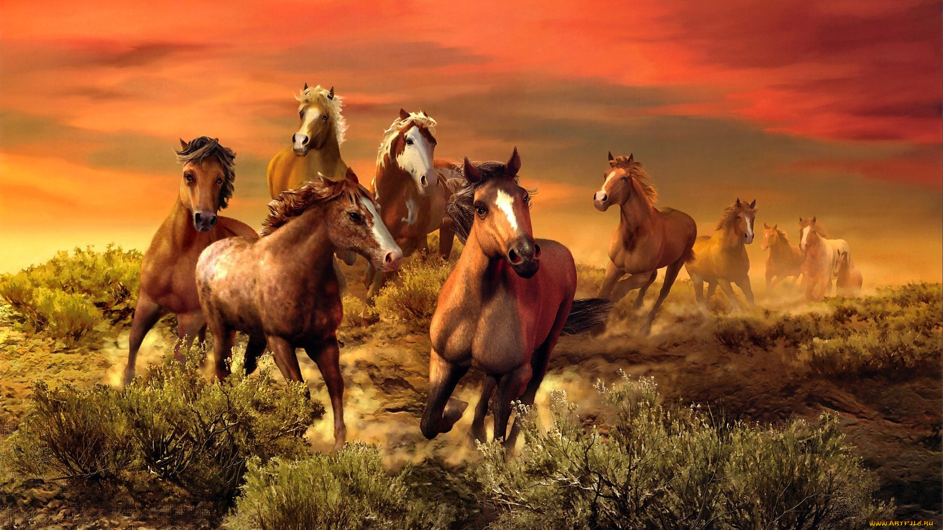 the, wild, bunch, рисованные, roberta, wesley, кони