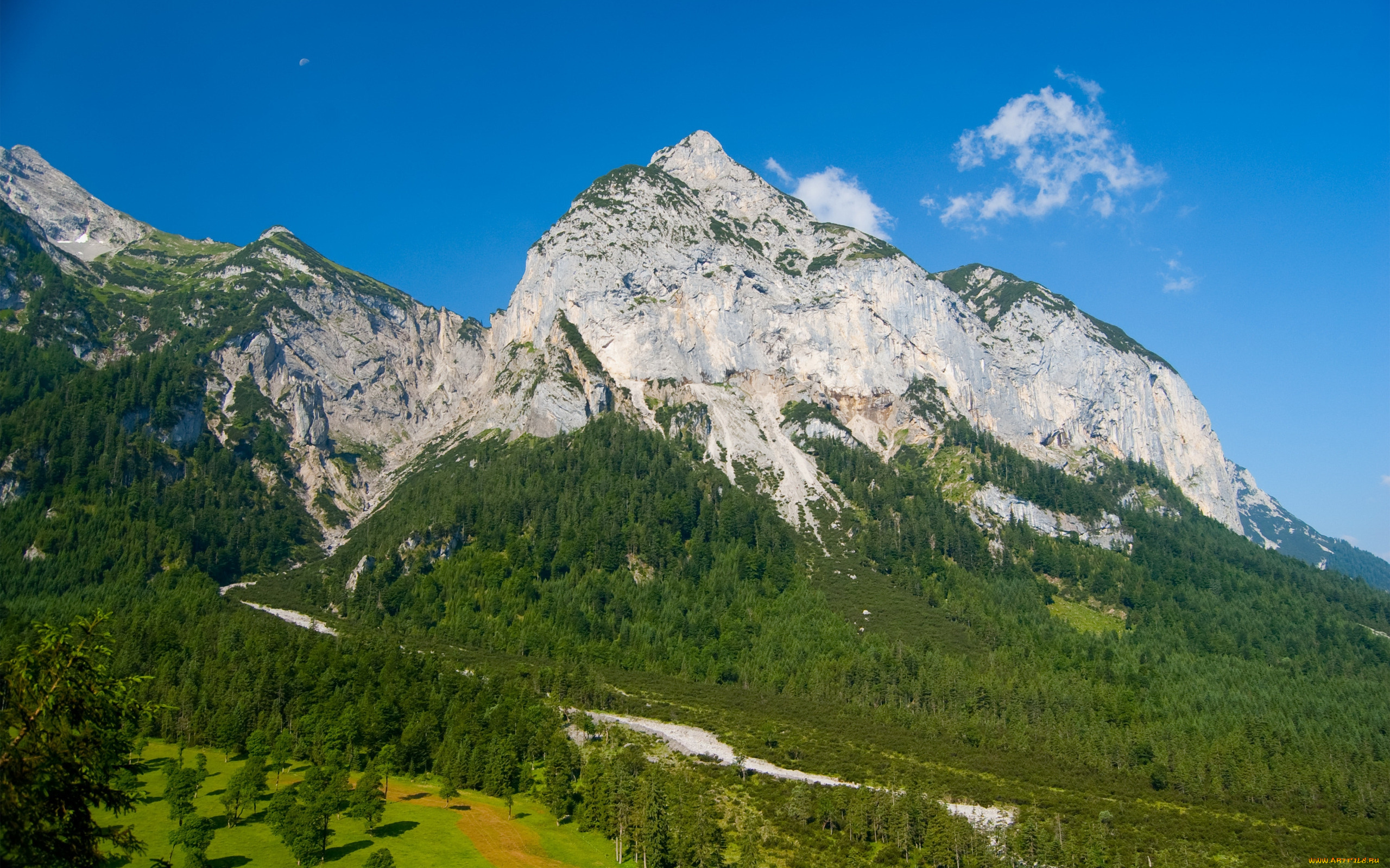 the, mountains, of, karwendel, природа, горы, вершина, леса, речка