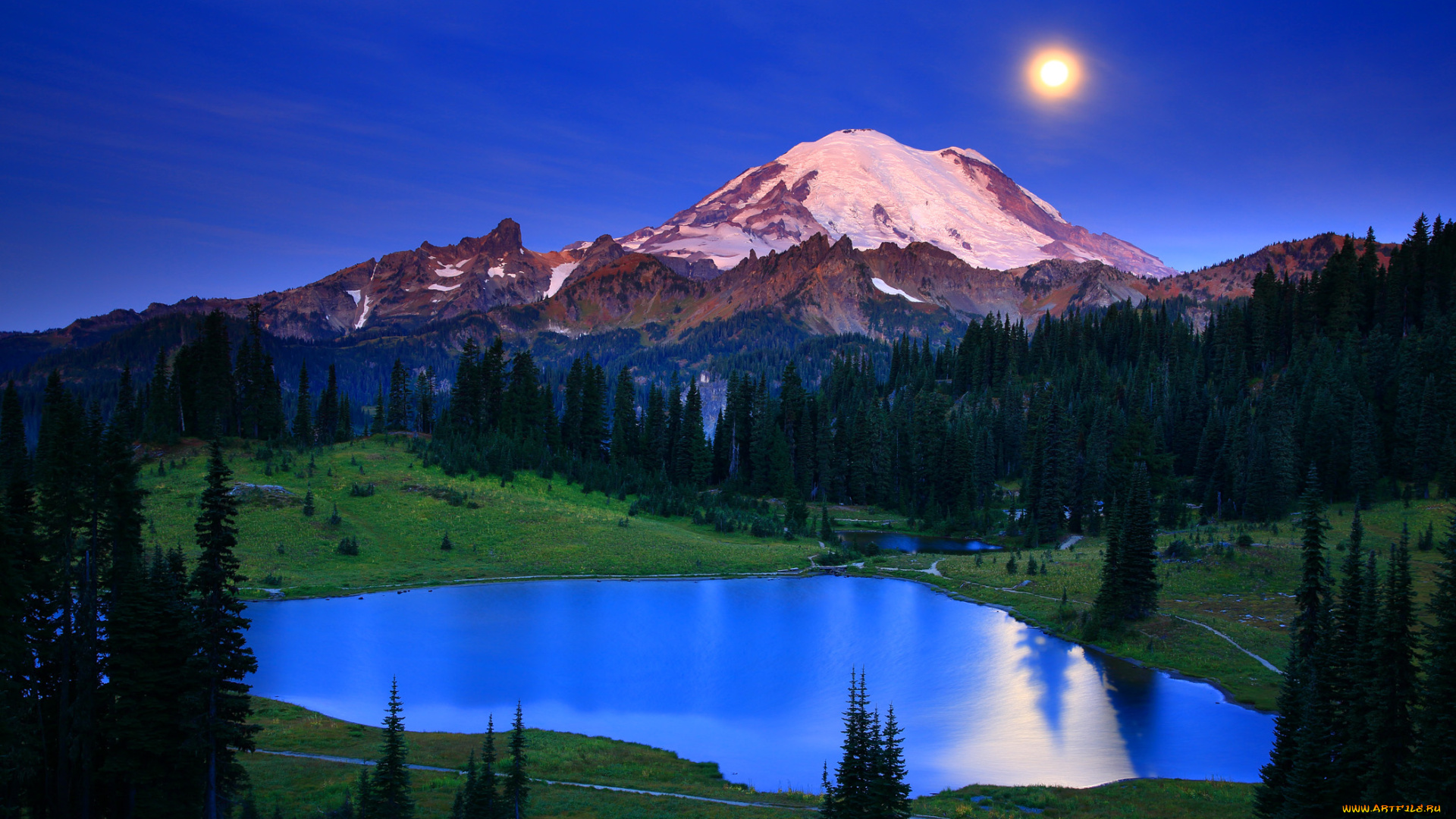 mount, rainier, national, park, washington, природа, реки, озера, озеро, типсу, tipsoo, lake, вулкан, гора, рейнир