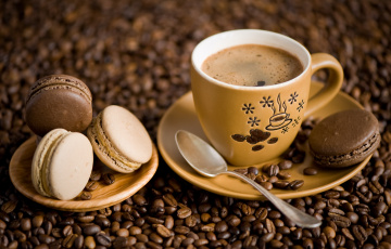 Картинка еда разное макарон кофейные зёрна кофе