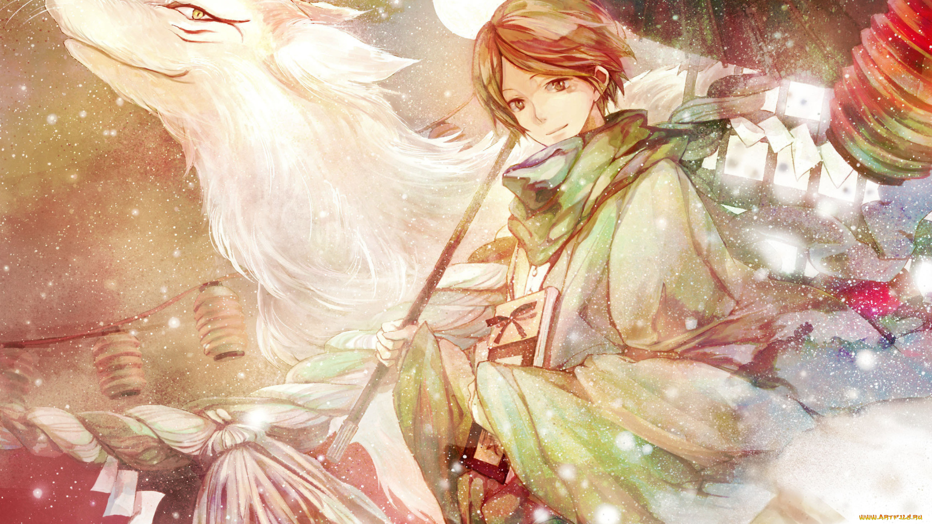 аниме, natsume, yuujinchou, natsume, yuujinchou, takashi, irorico, няко-сенсей, екай, тетрадь, дружбы, нацумэ, арт, парень, демон, огни, звезды, madara