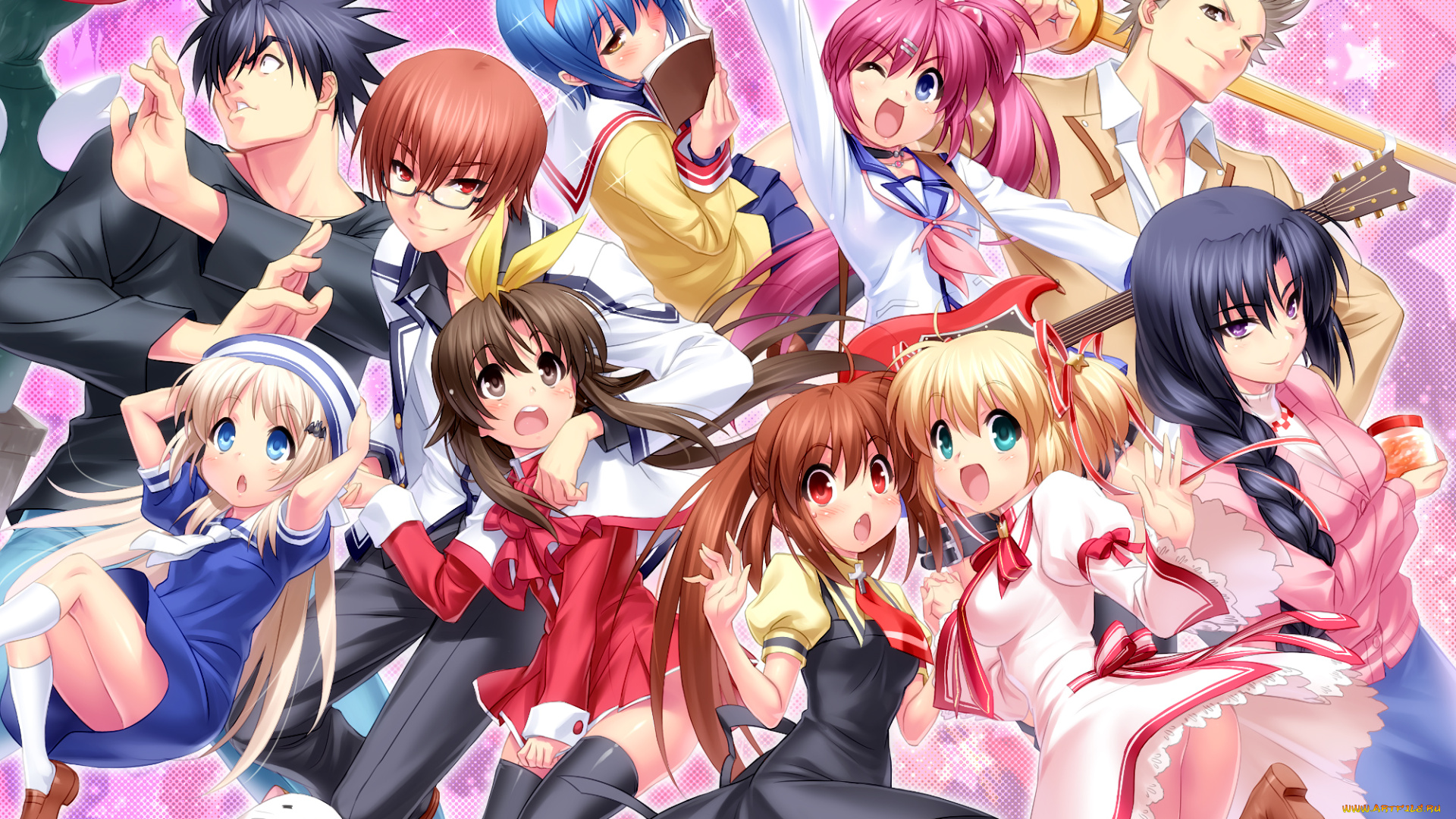 аниме, *unknown, , другое, rewrite, разное, арт, парни, девушки, little, busters, kanon, air, angel, beats, clannad