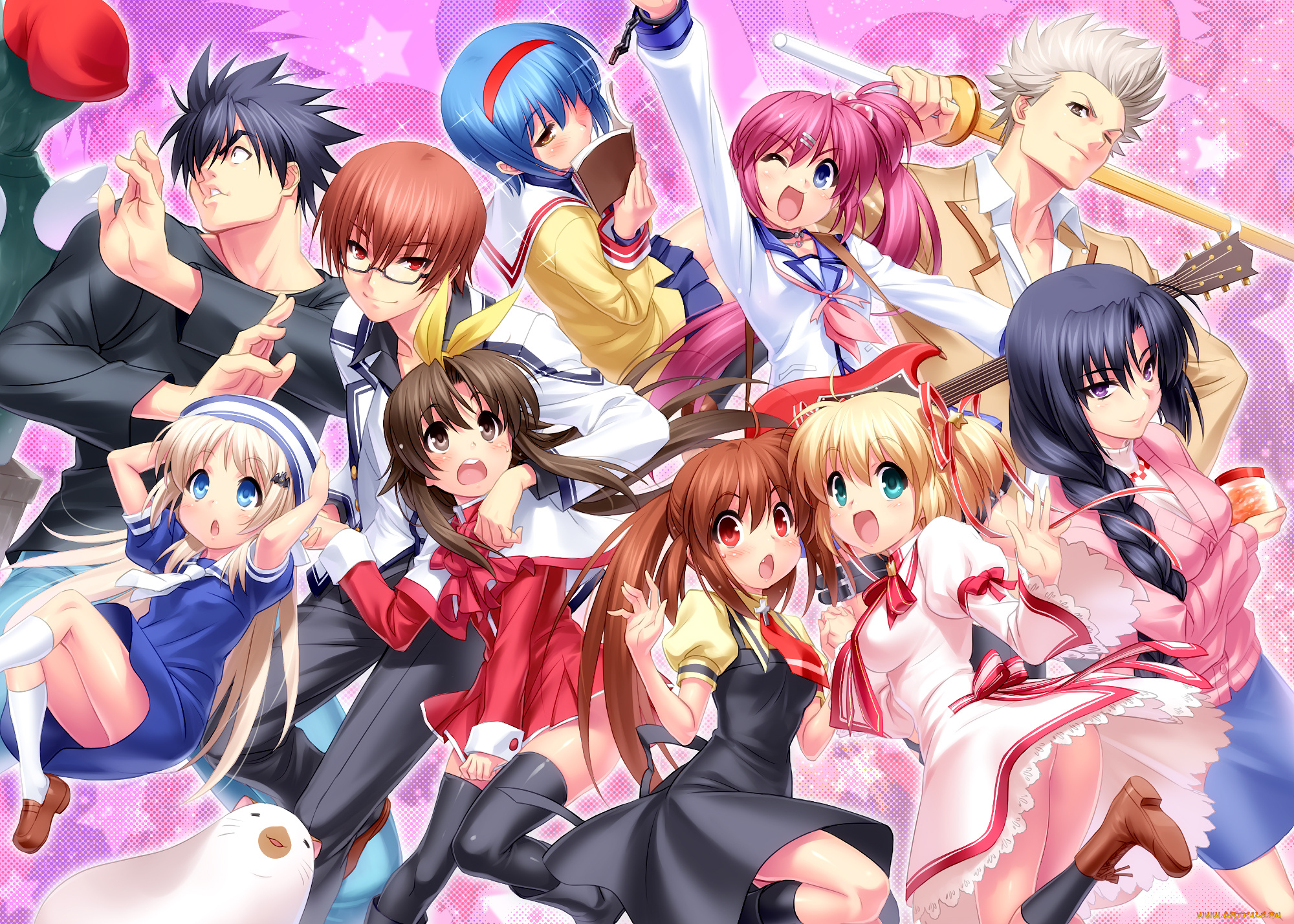 аниме, *unknown, , другое, rewrite, разное, арт, парни, девушки, little, busters, kanon, air, angel, beats, clannad
