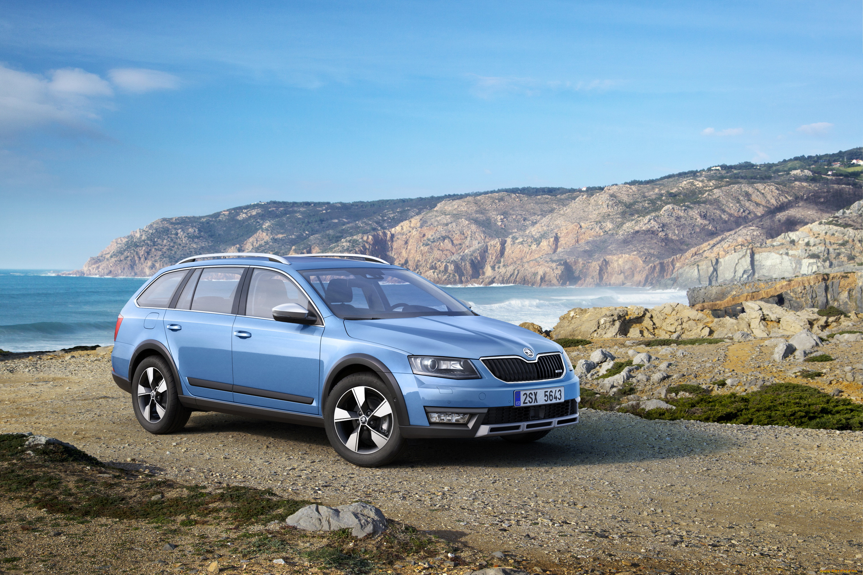 2014, skoda, octavia, scout, автомобили, skoda, octavia, scout, голубой, горы