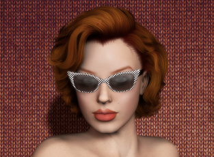 Картинка 3д+графика портрет+ portraits очки рыжая взгляд девушка