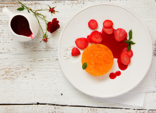 Картинка еда мороженое +десерты десерт фрукты ягоды сироп роза