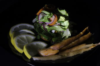 Картинка еда салаты +закуски рыба лимон овощи