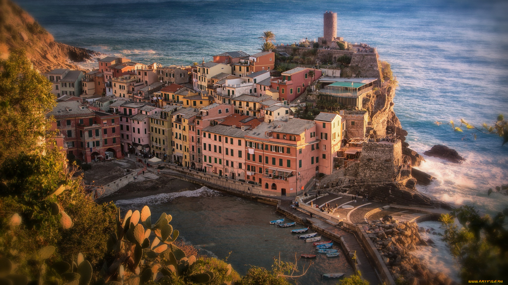 vernazza, города, -, панорамы, побережье