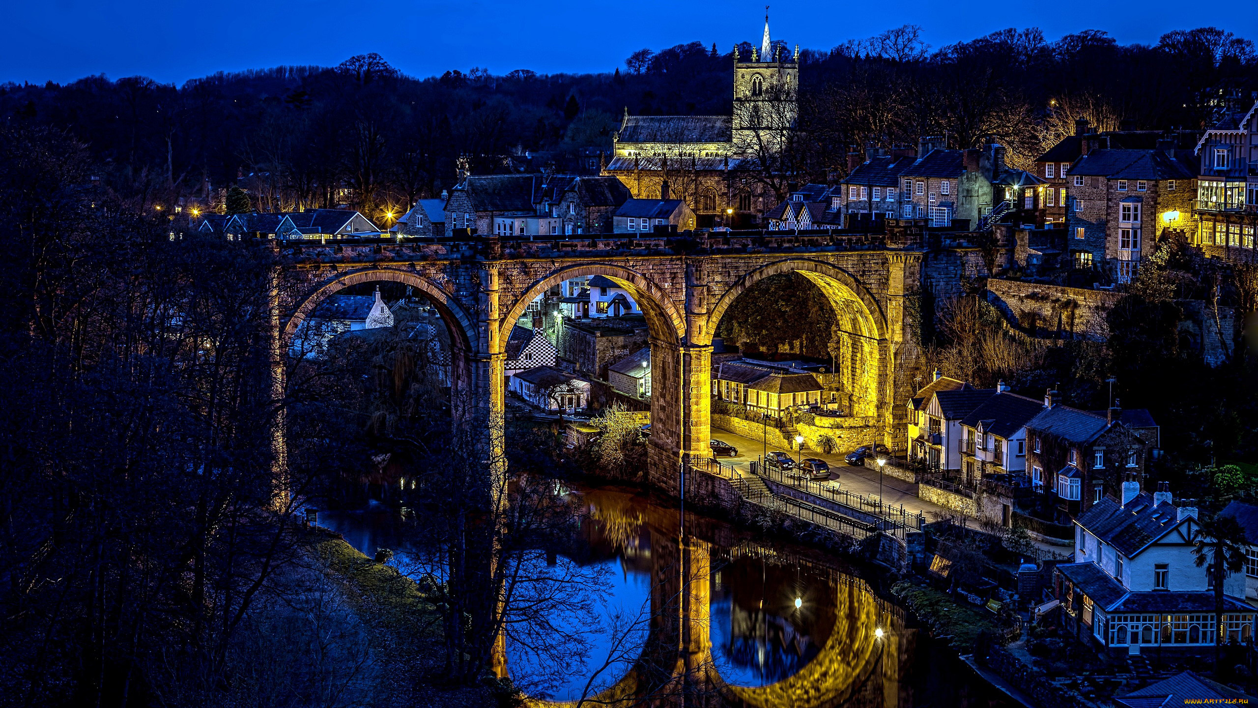 knaresborough, , north, yorkshire, , uk, города, -, огни, ночного, города, uk, north, yorkshire