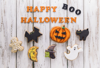 Картинка праздничные хэллоуин надпись тыква печенье паук праздник
