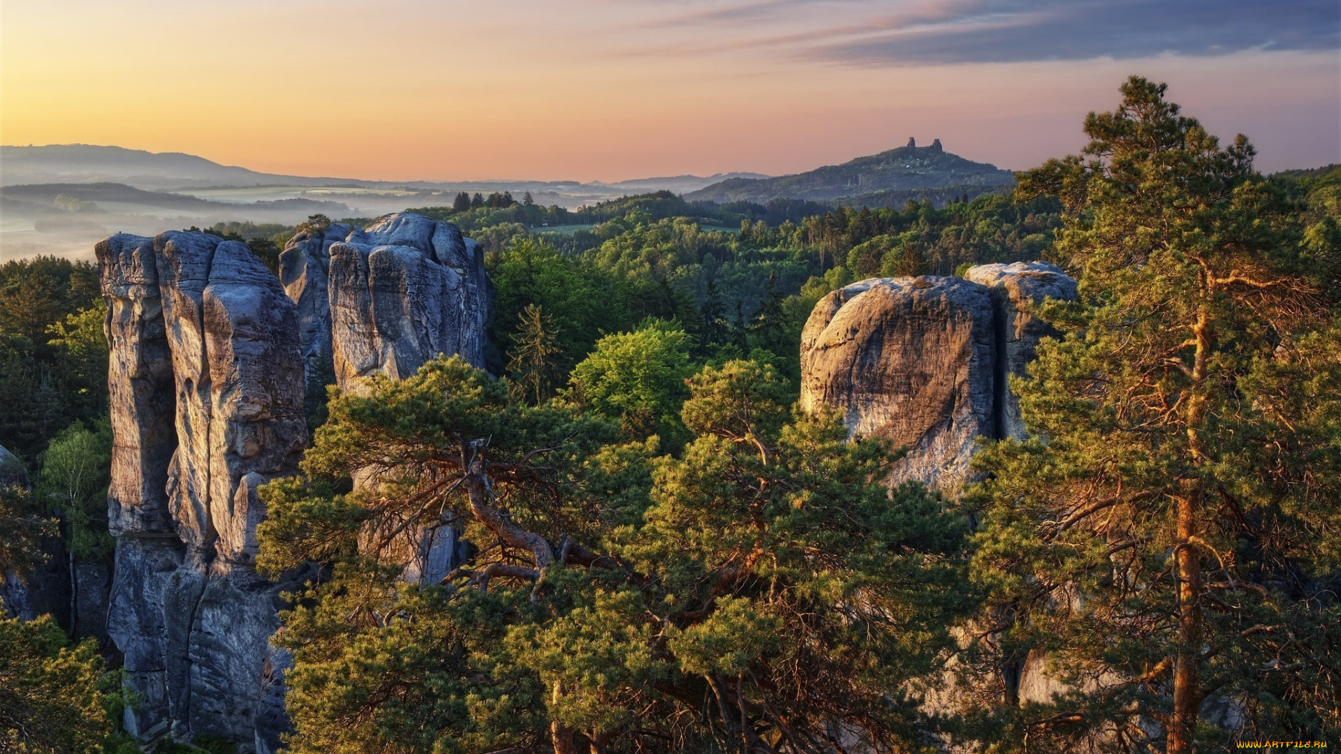 hruba, skala, czech, republic, природа, горы, hruba, skala, czech, republic