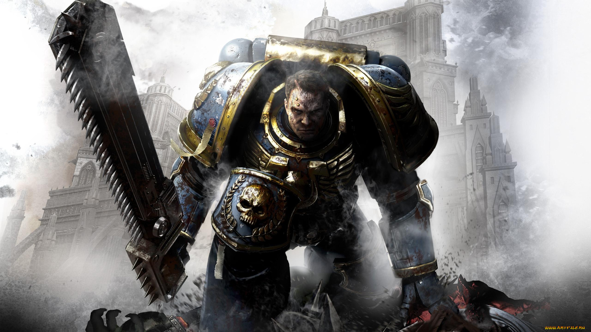 warhammer, 40000, space, marine, видео, игры, 40, 000, капитан, тит, космодесантник, бензопила