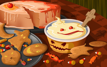 Картинка праздничные хэллоуин домашняя выпечка крем вишни конфеты