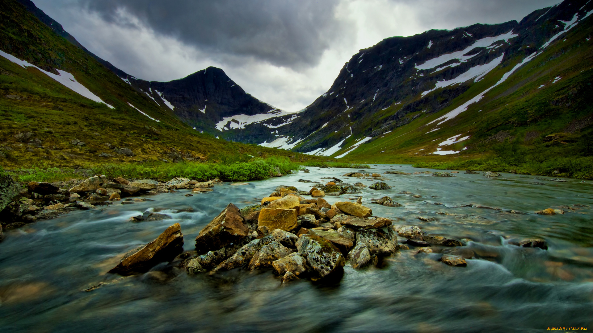 природа, реки, озера, река, горы, камни, пейзаж, норвегия, norway