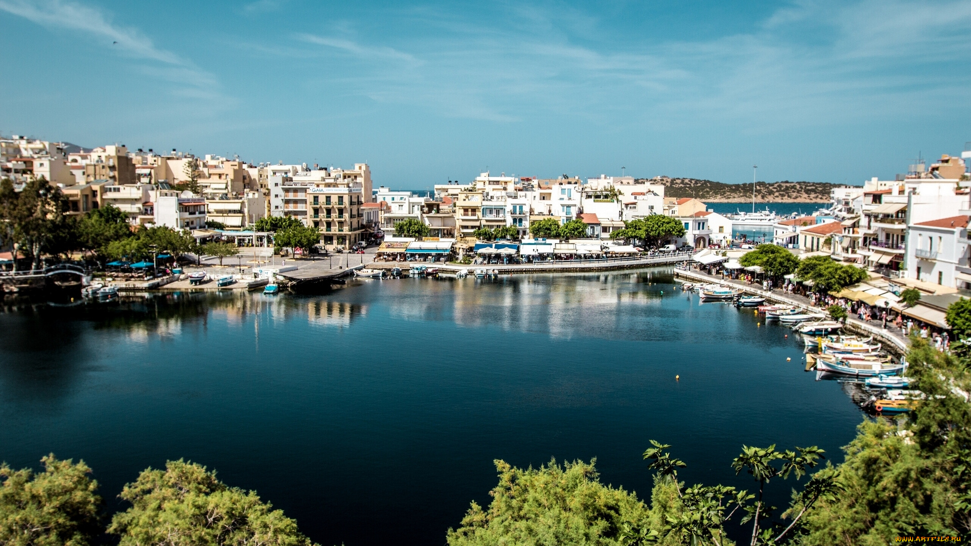 agios, nikolaos, crete, greece, города, улицы, площади, набережные, крит, айос-николаос, набережная, лодки, гавань, причалы, греция, залив, мирабелло