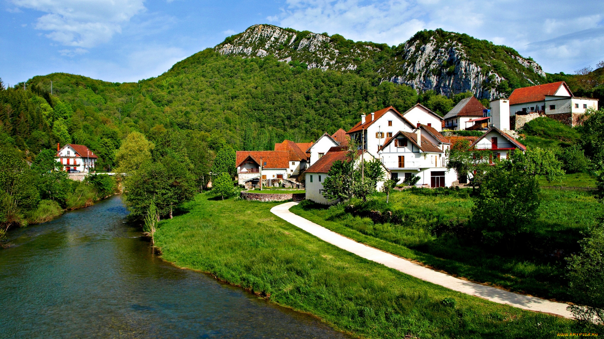 salazar, valley, navarra, spain, города, пейзажи, испания, домикинаварра, река, горы, долина, саласар