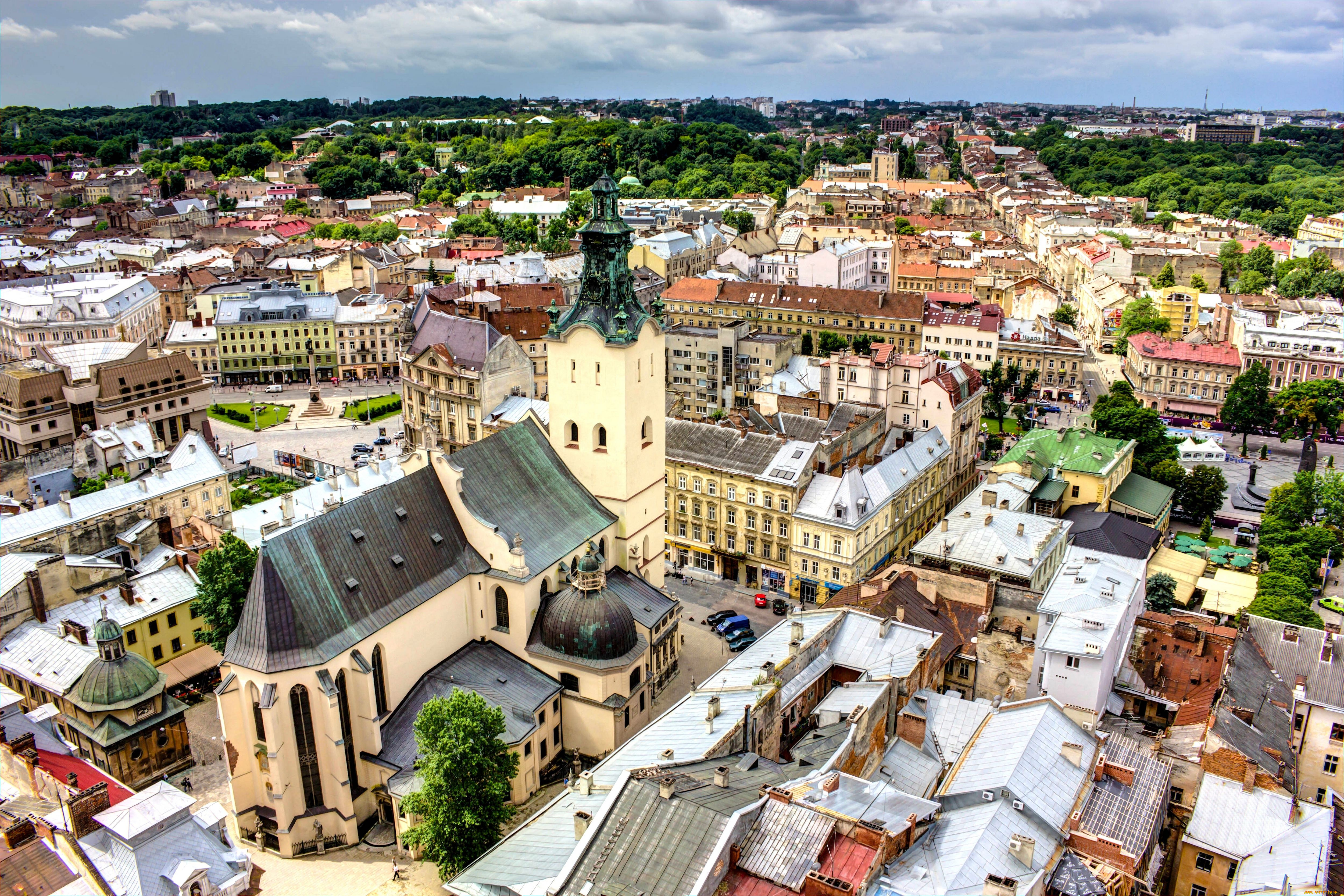 lviv, ukraine, города, панорамы, украина, львов, здания, латинский, кафедральный, собор