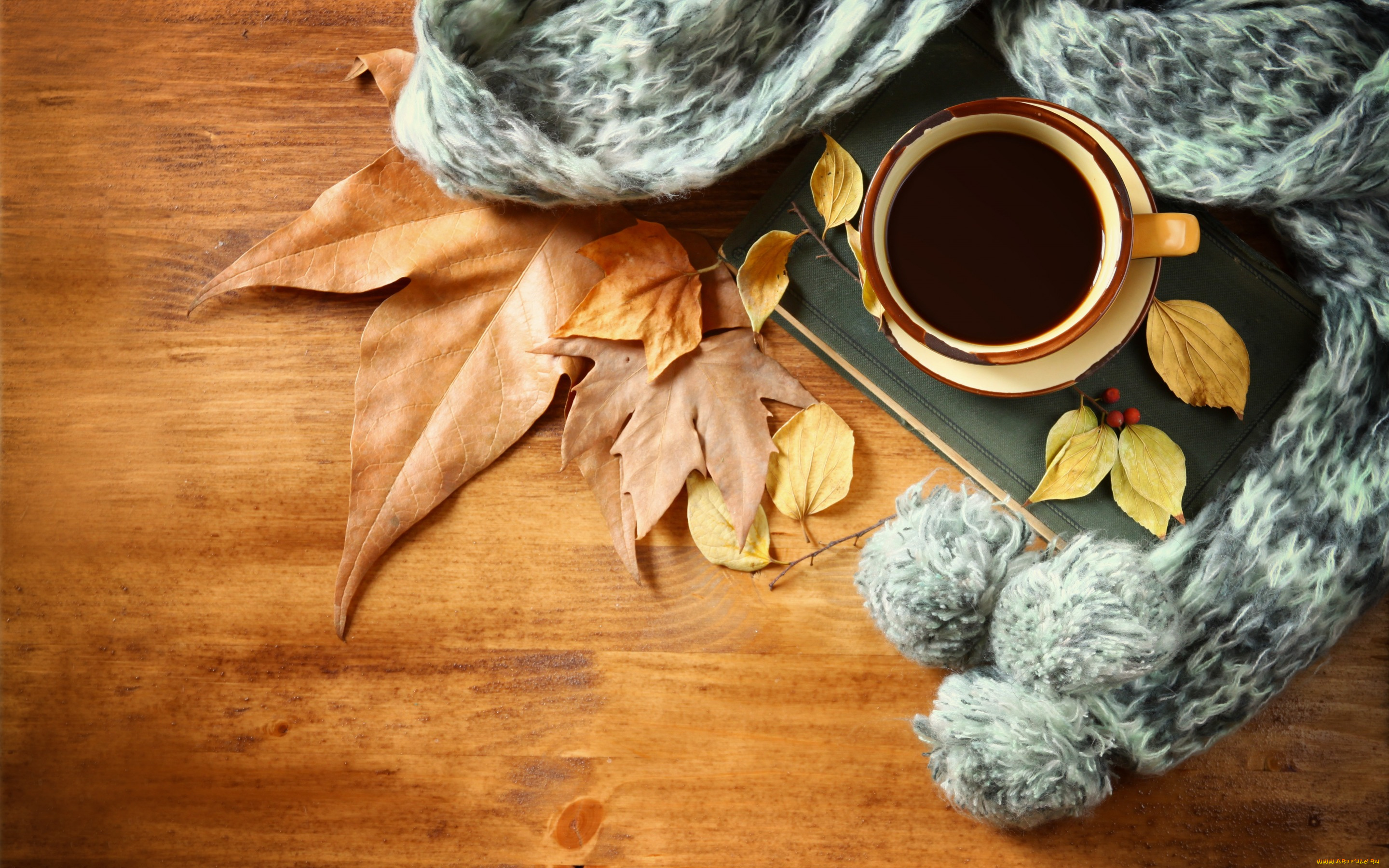 еда, кофе, , кофейные, зёрна, hot, leaves, coffee, cup, autumn, листья, осень, чашка, шарф