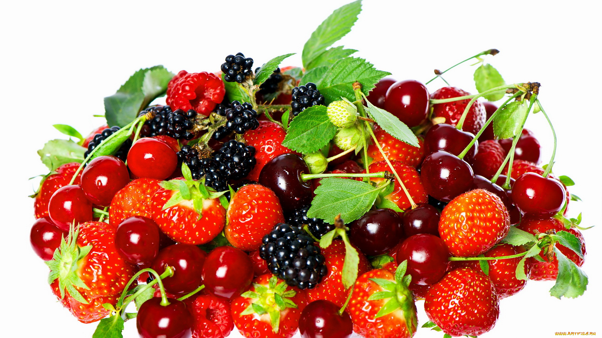 еда, фрукты, ягоды, черешня, клубника, малина, вишня, ежевика