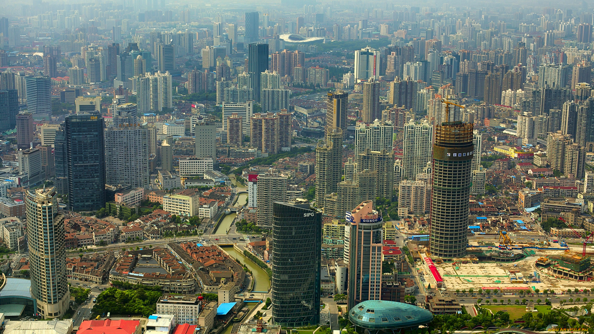города, шанхай, китай, высотные, здания, небоскрёбы, мегаполис