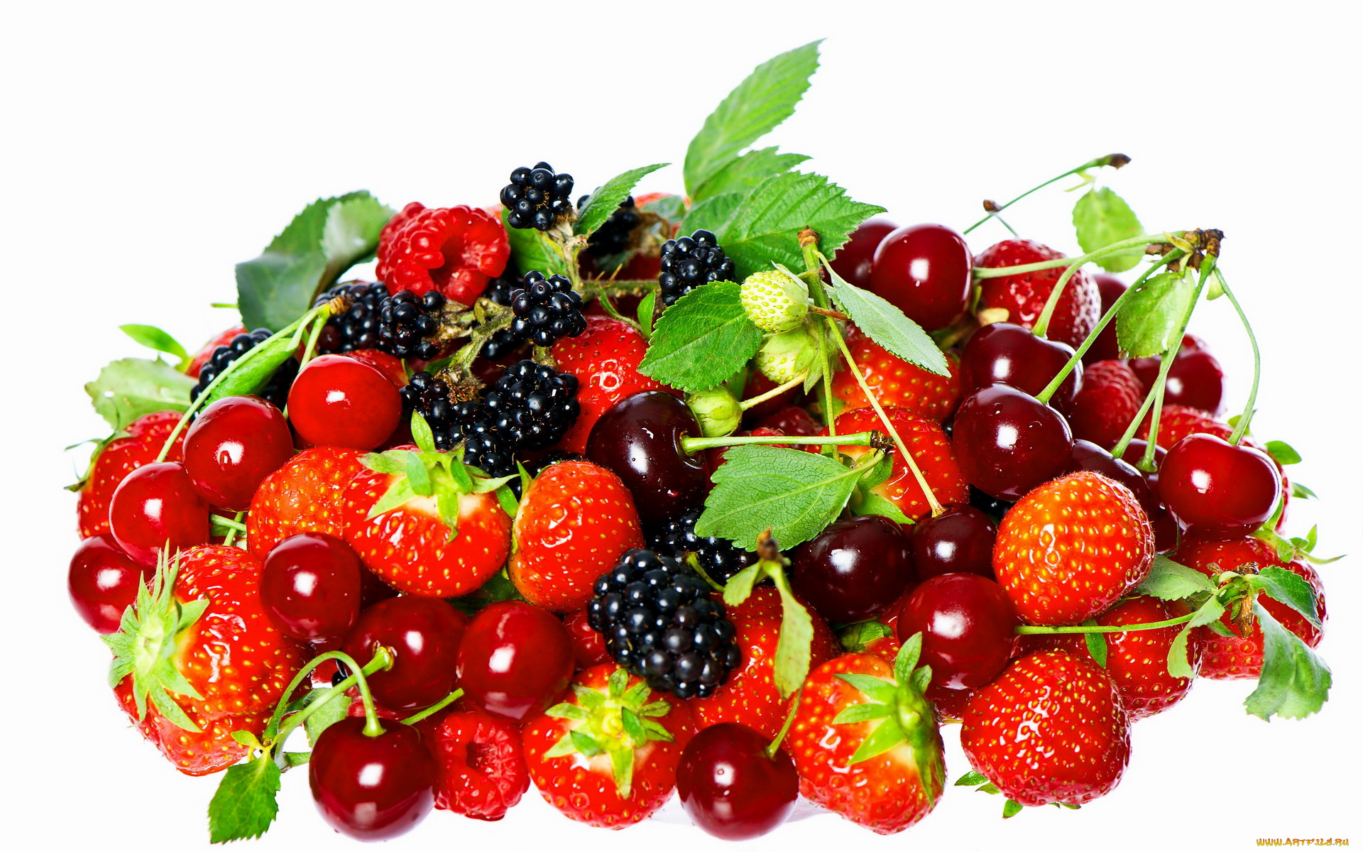 еда, фрукты, ягоды, черешня, клубника, малина, вишня, ежевика