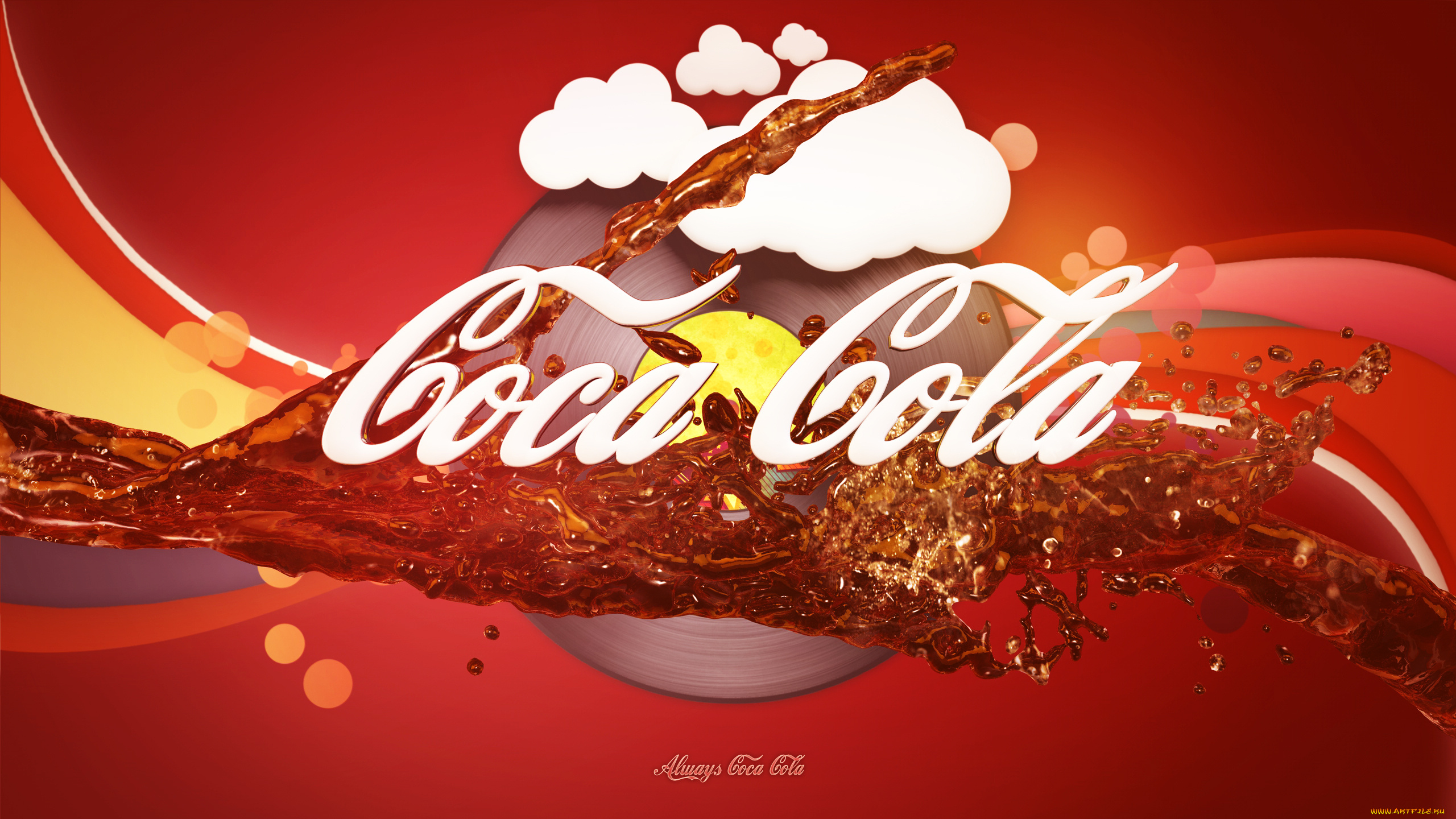 бренды, coca, cola, напиток, логотип, облака
