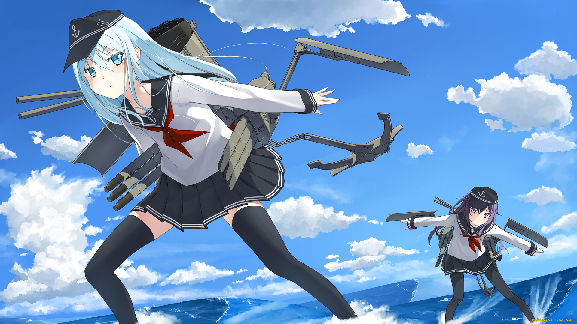 аниме, kantai, collection, фон, взгляд, девушка