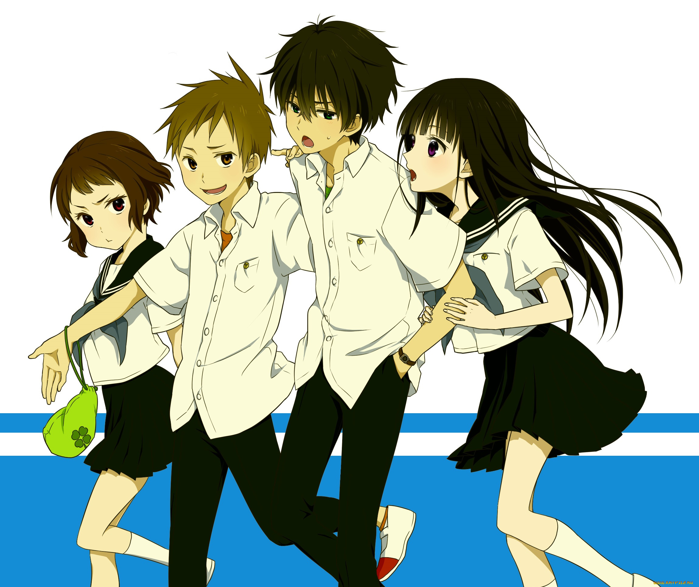 аниме, hyouka, персонажи, школьники