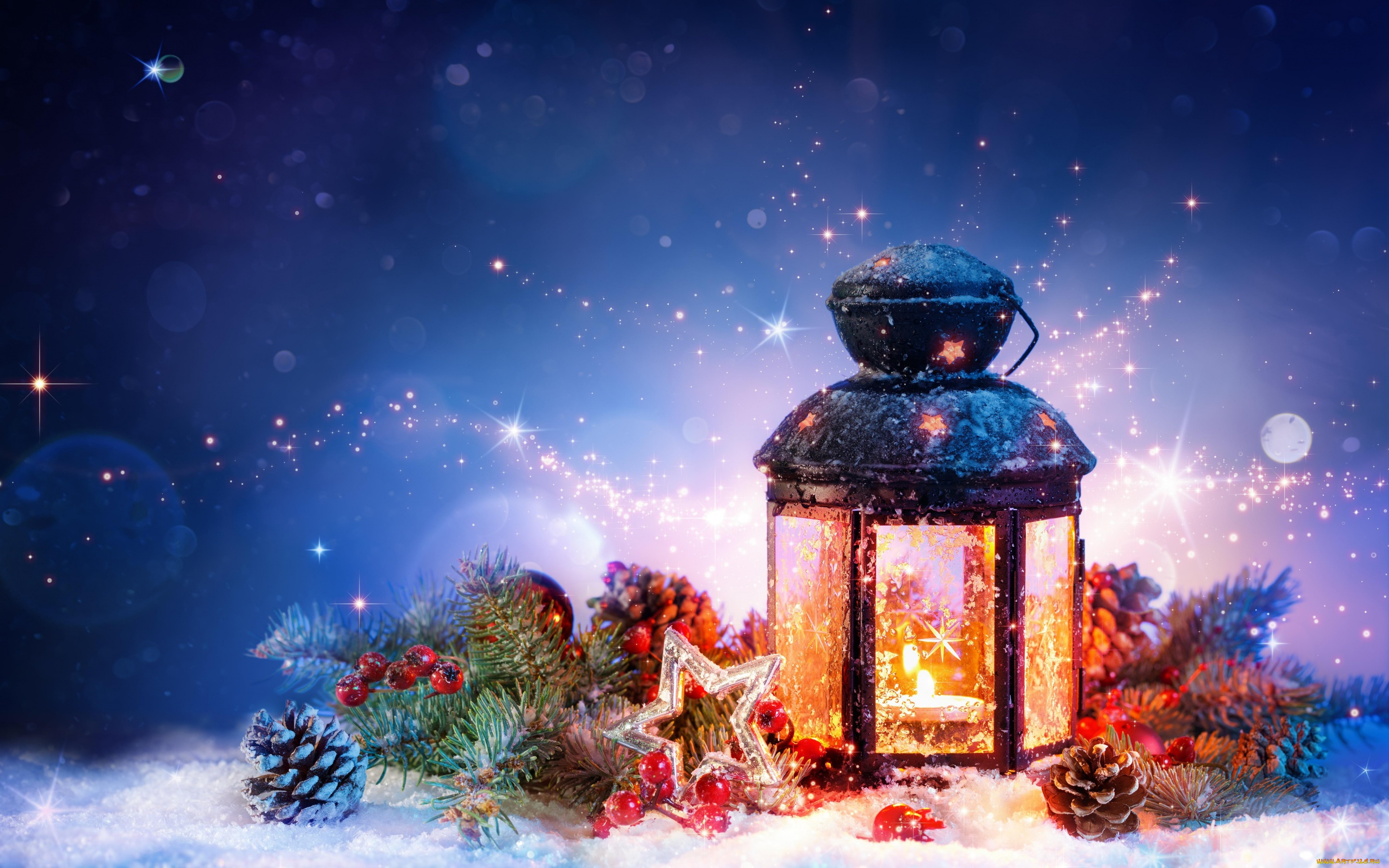 праздничные, новогодние, свечи, снег, мишура, шишки, украшения, фонарь