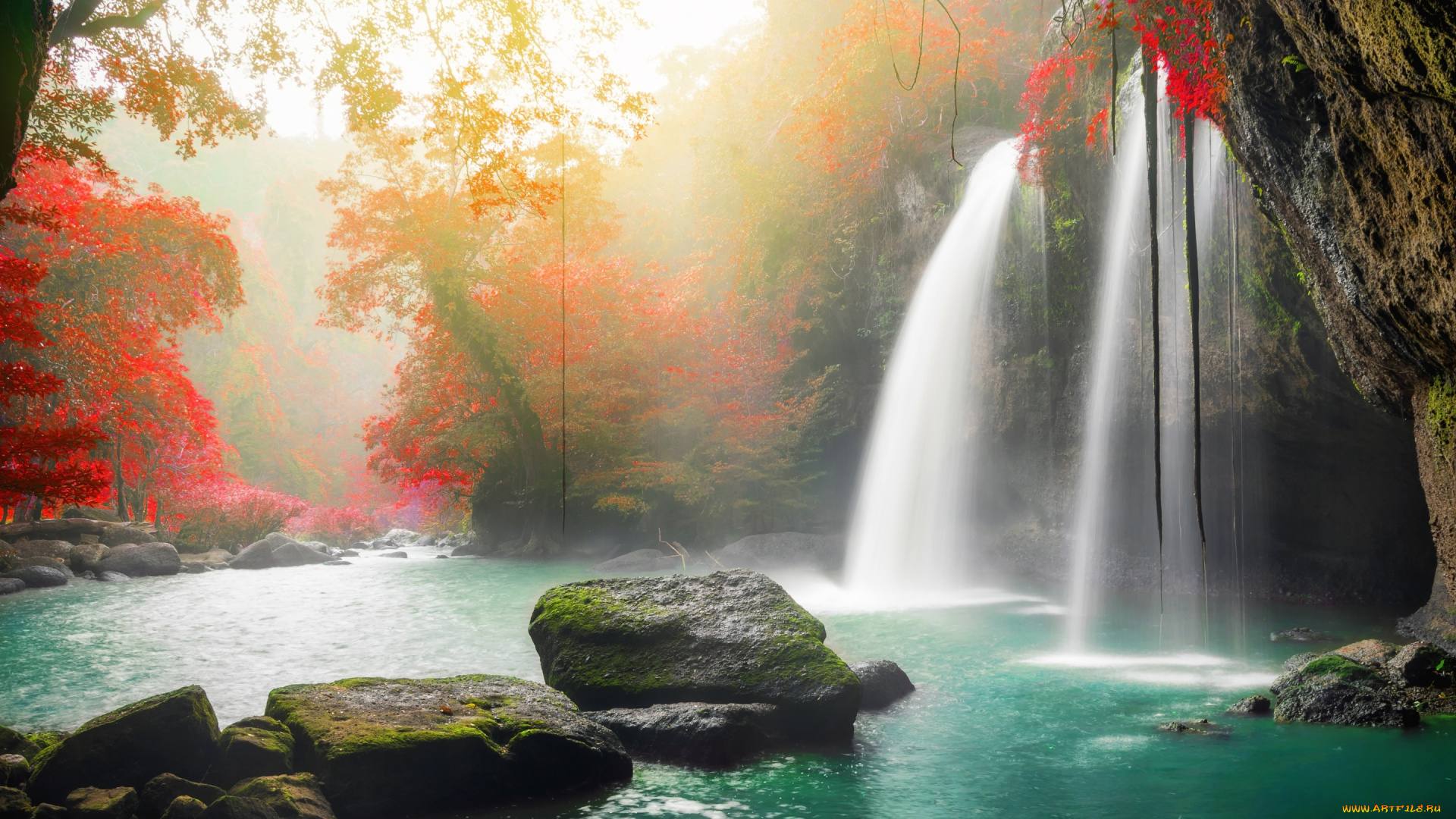 природа, водопады, деревья, nature, вода, autumn, камни, каскад, river, forest, водопад, waterfall, лес, река, осень, beautiful