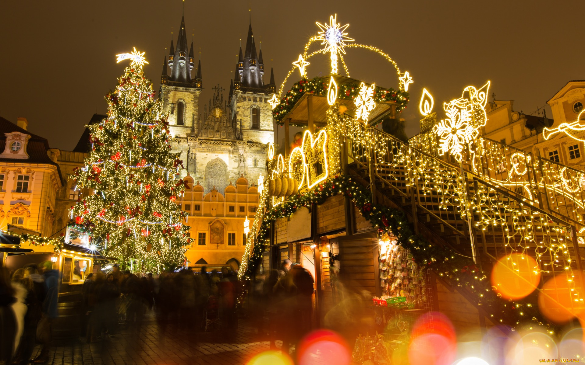 города, прага, , Чехия, рождество, lights, домик, xmas, новый, год, design, merry, christmas, игрушки, city, prague, decoration, holiday, celebration, улица, прага, украшения, елка, night, город, tree