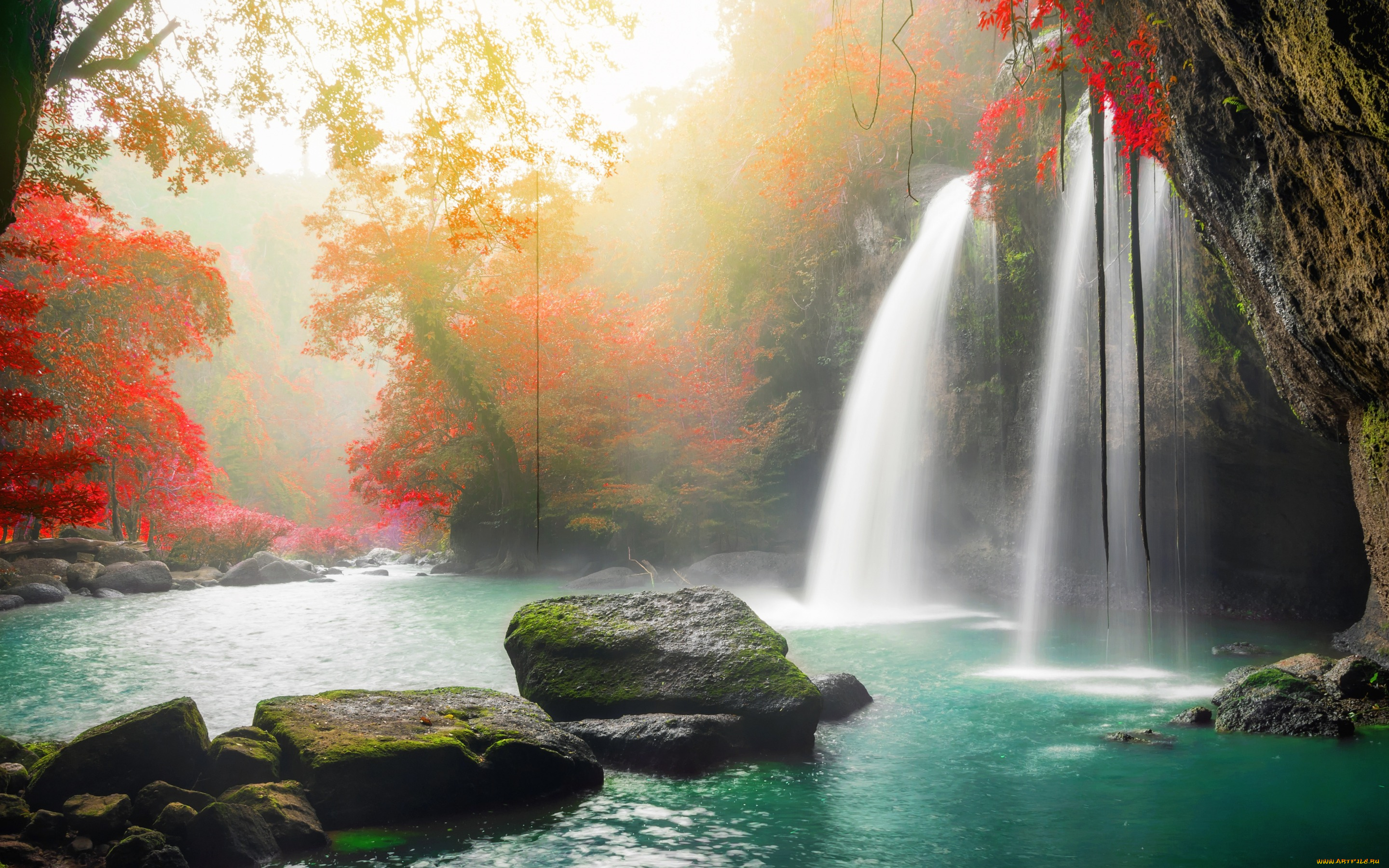 природа, водопады, деревья, nature, вода, autumn, камни, каскад, river, forest, водопад, waterfall, лес, река, осень, beautiful