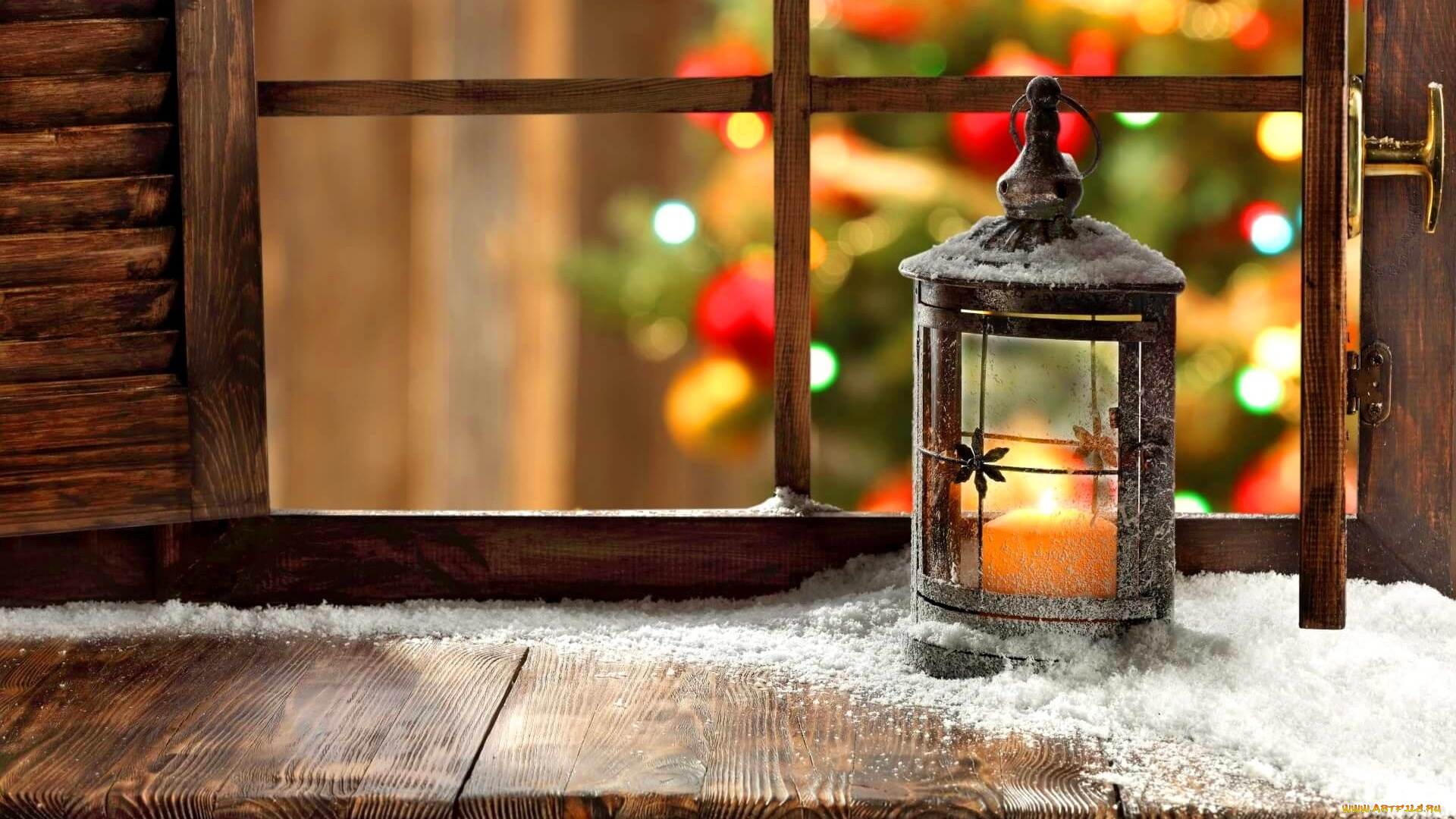 праздничные, -, разное, , новый, год, фонарь, окно, подоконник, снег