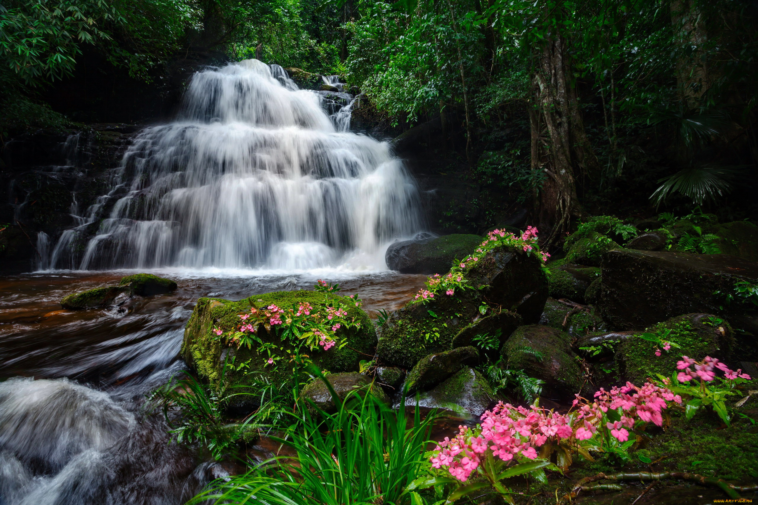 mun, daeng, waterfall, phu, hin, rong, kla, national, park, thailand, природа, водопады, mun, daeng, waterfall, phu, hin, rong, kla, national, park